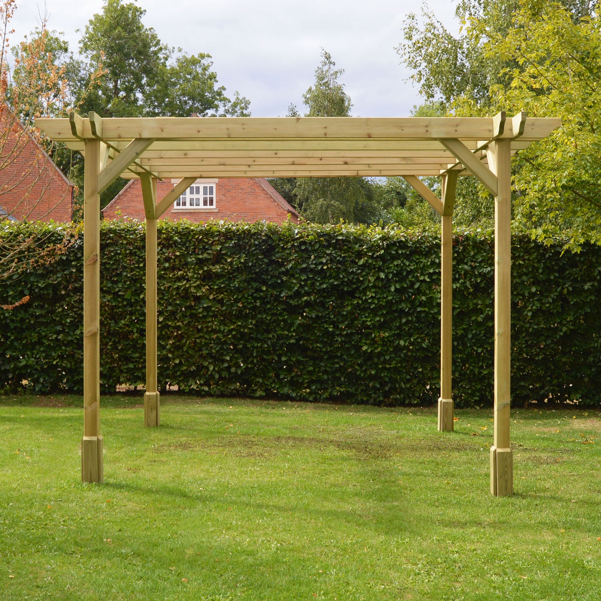 Freestanding Double Premium Pergola - Light Green - 3.6m Width x 3.6m Length