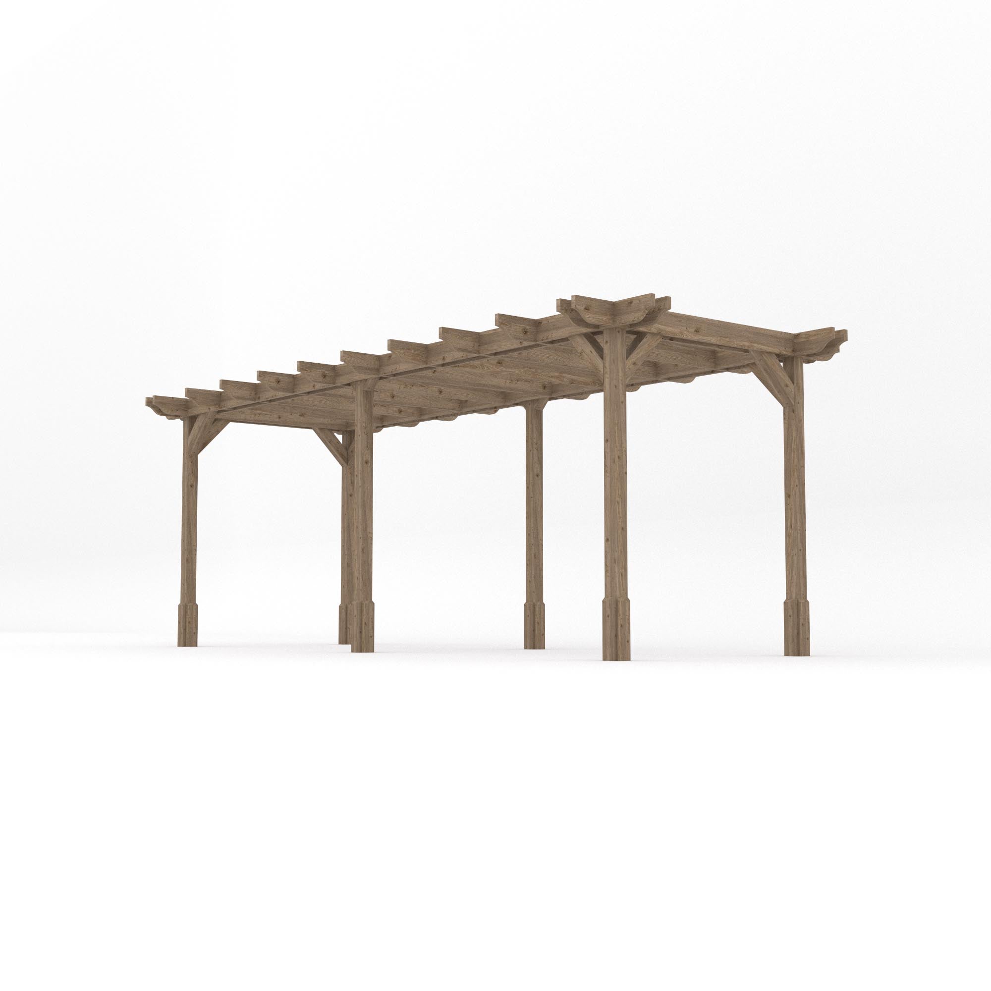 Freestanding Double Premium Pergola - Rustic Brown - 3.6m Width x 6m Length