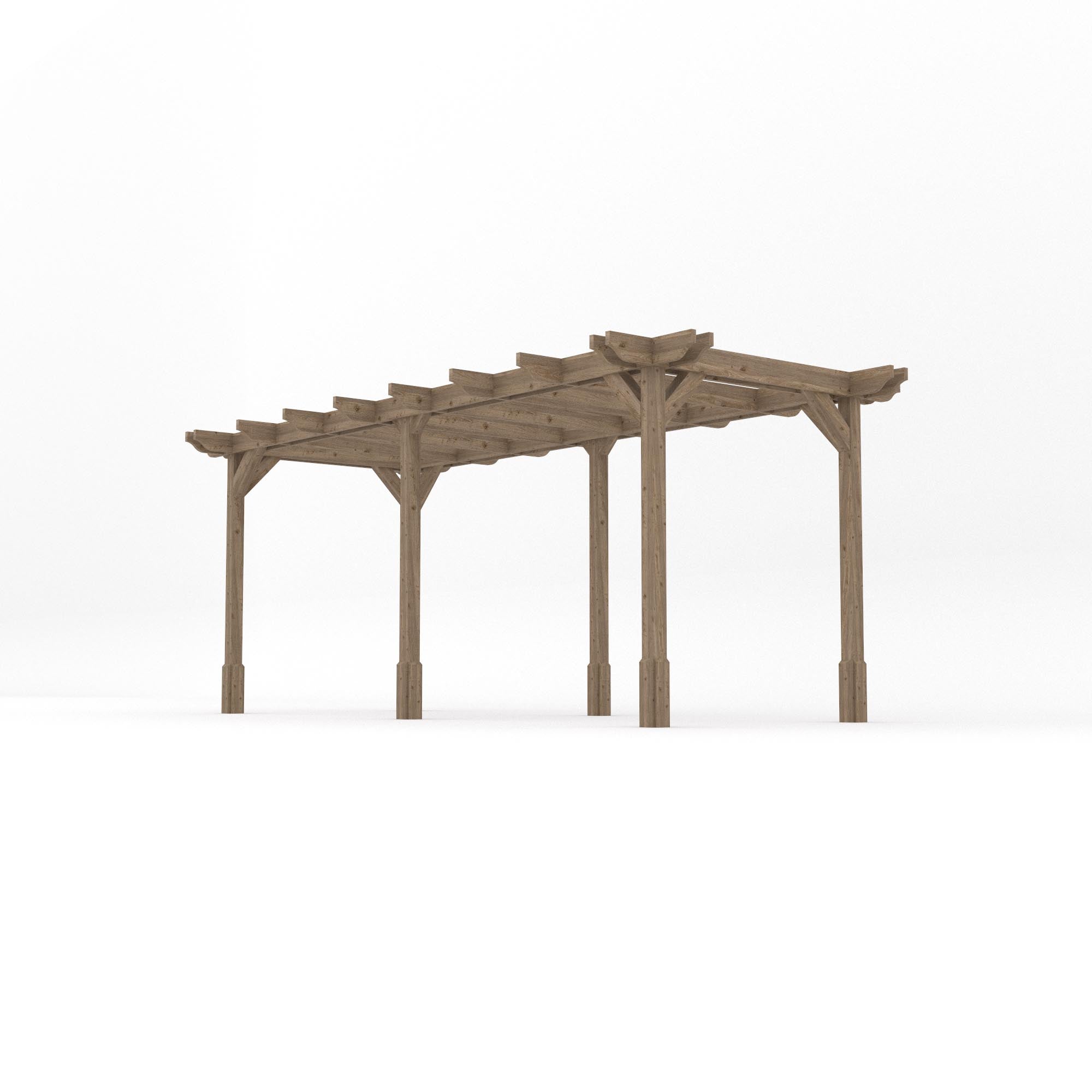 Freestanding Double Premium Pergola - Rustic Brown - 3.6m Width x 5.4m Length
