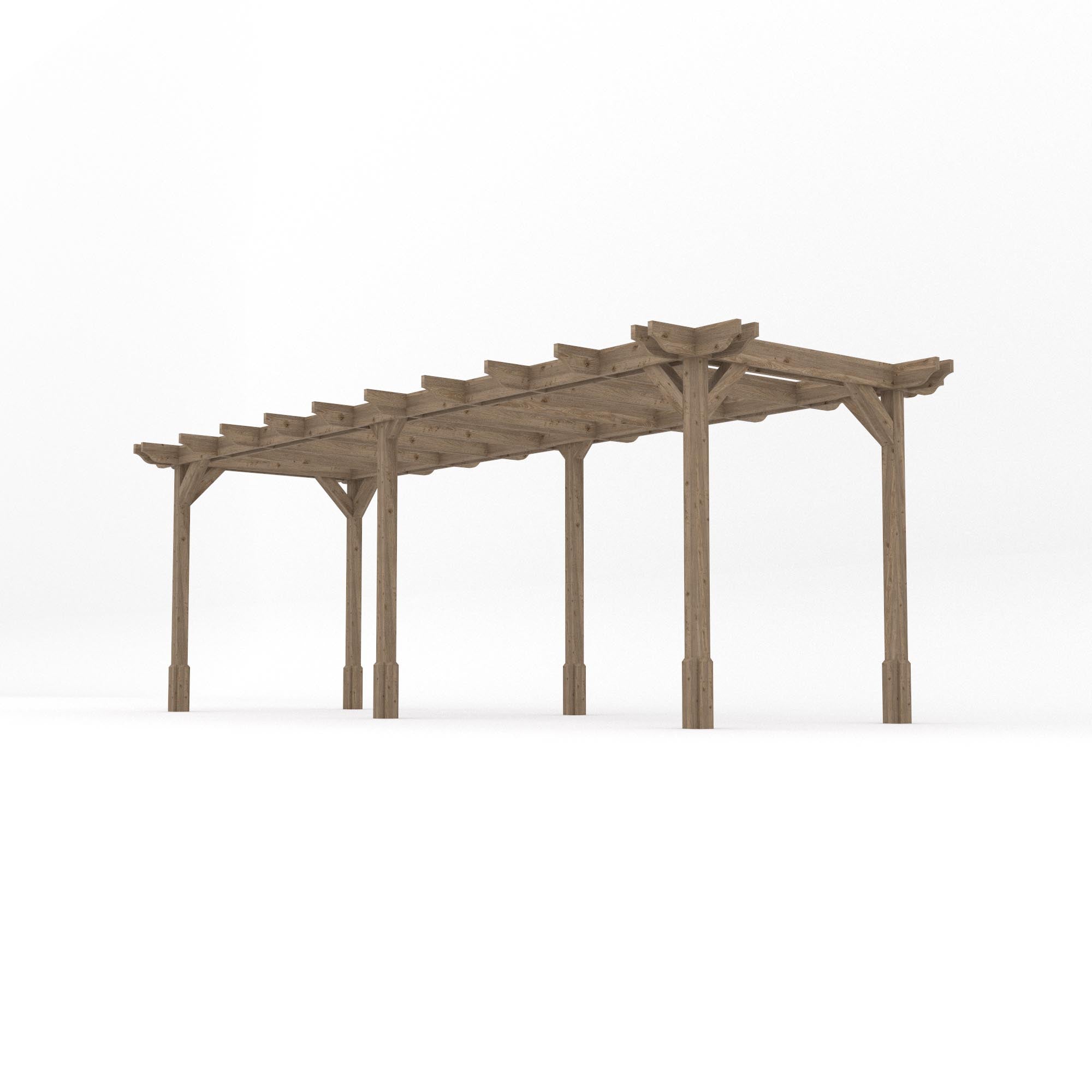 Freestanding Double Premium Pergola - Rustic Brown - 1.8m Width x 6.6m Length