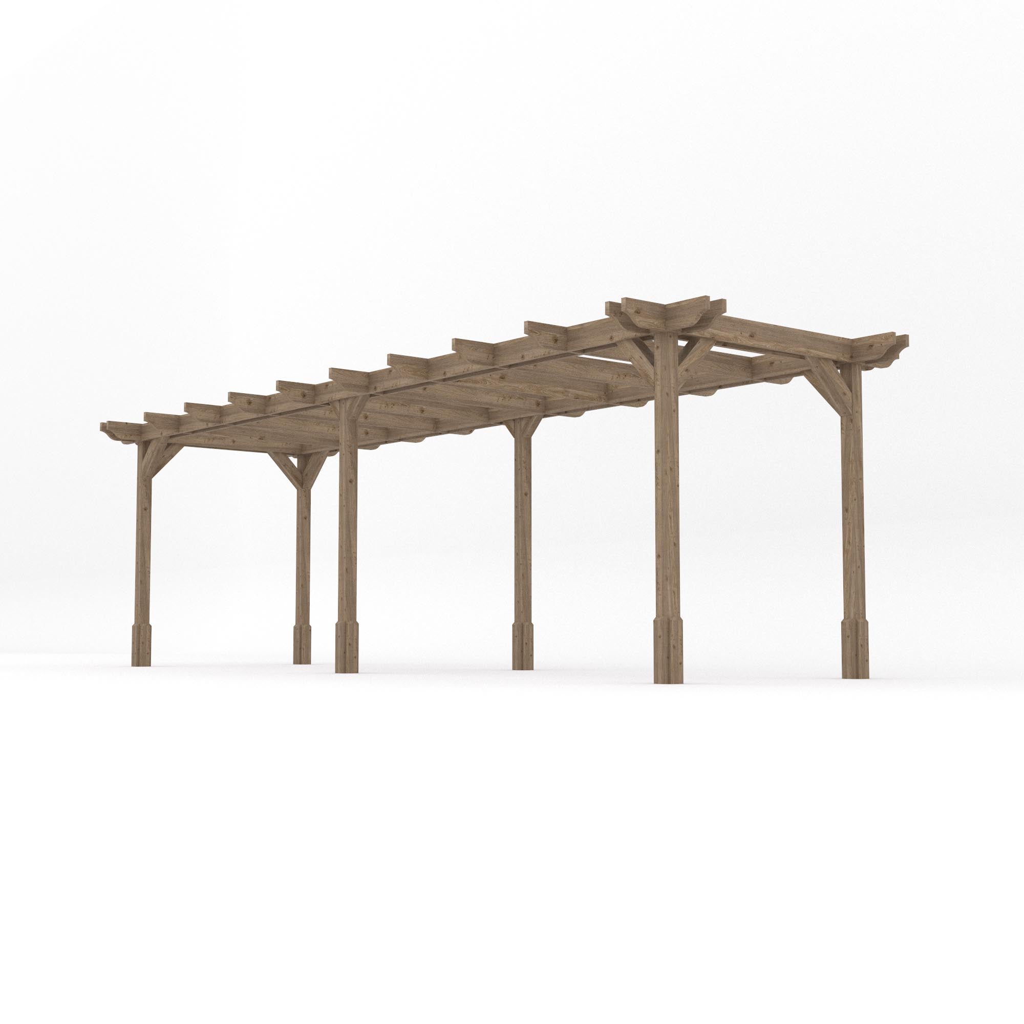 Freestanding Double Premium Pergola - Rustic Brown - 3m Width x 7.2m Length