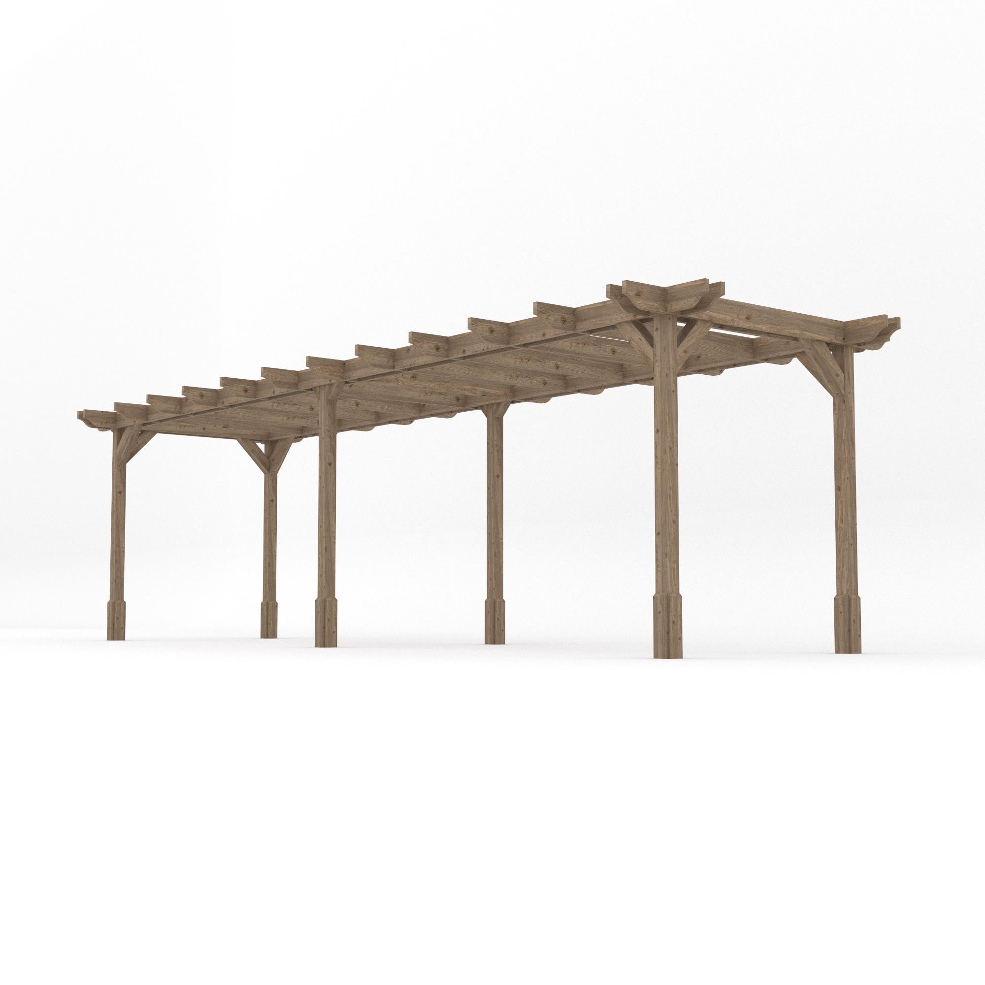 Freestanding Double Premium Pergola - Rustic Brown - 1.8m Width x 7.8m Length