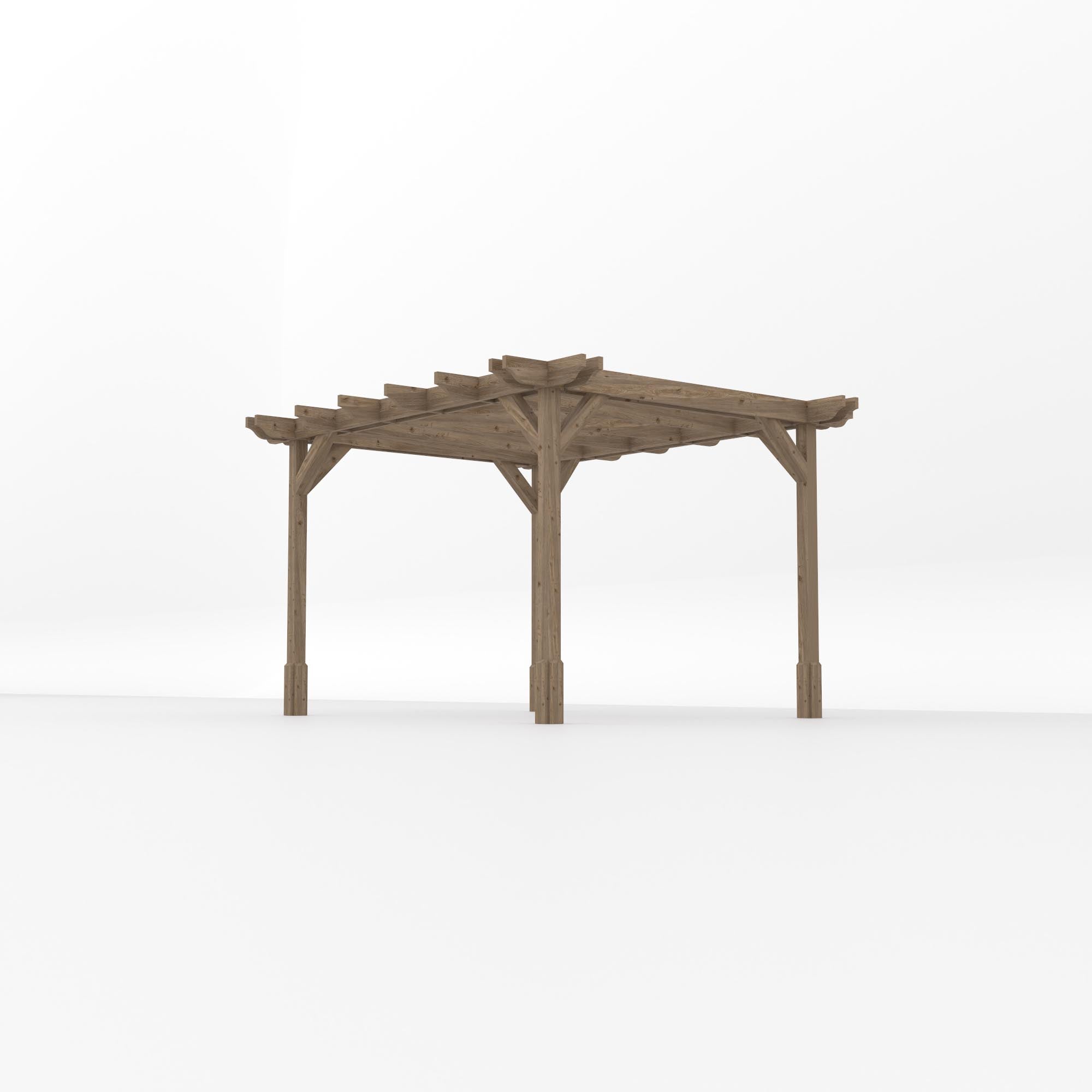 Freestanding Double Premium Pergola - Rustic Brown - 3m Width x 3.6m Length