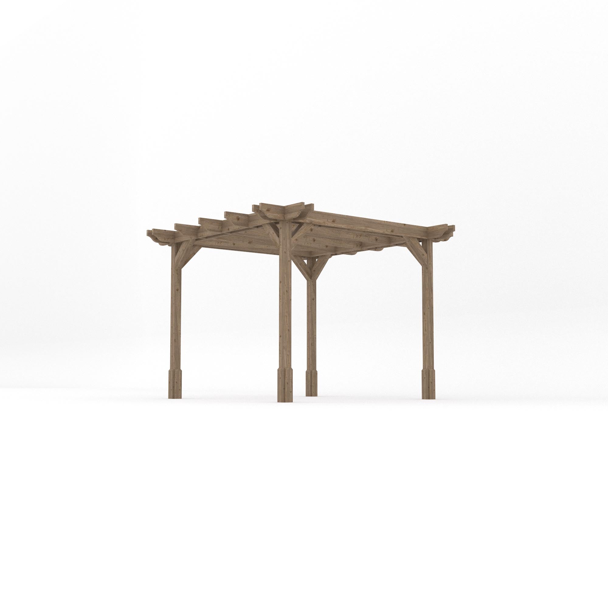 Freestanding Double Premium Pergola - Rustic Brown - 3m Width x 3m Length