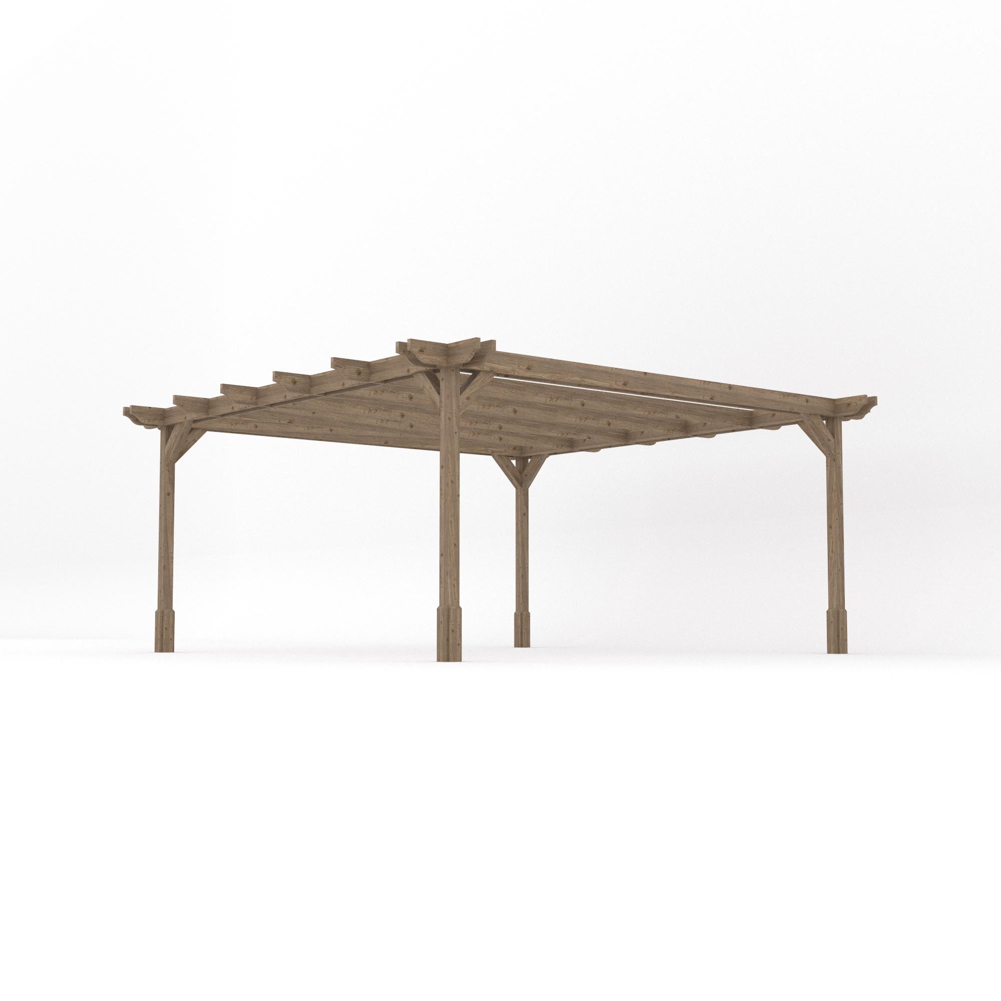 Freestanding Double Premium Pergola - Rustic Brown - 4.8m Width x 4.8m Length