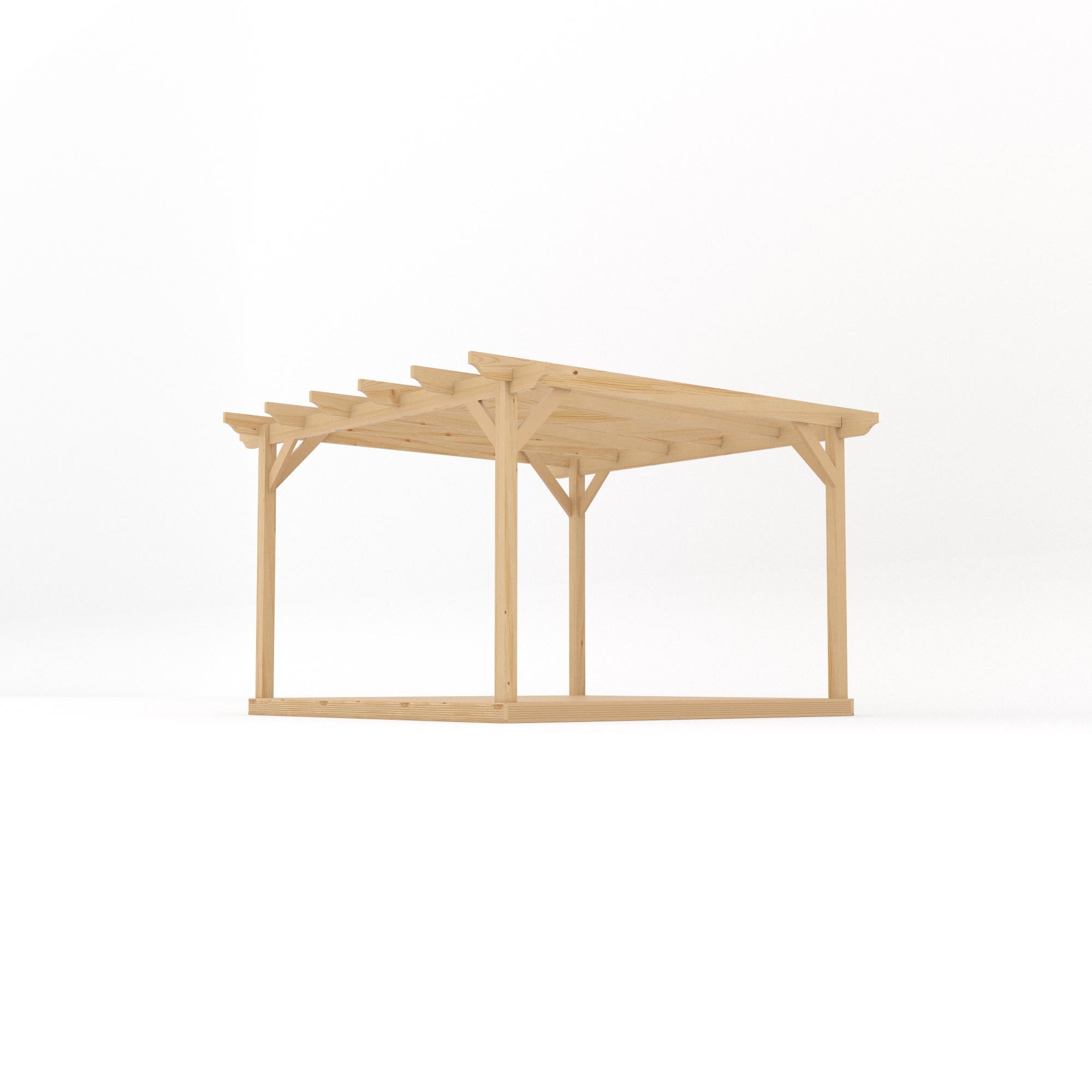Freestanding Garden Pergola with Decking - Light Green - 3.6m Width x 3.6m Length