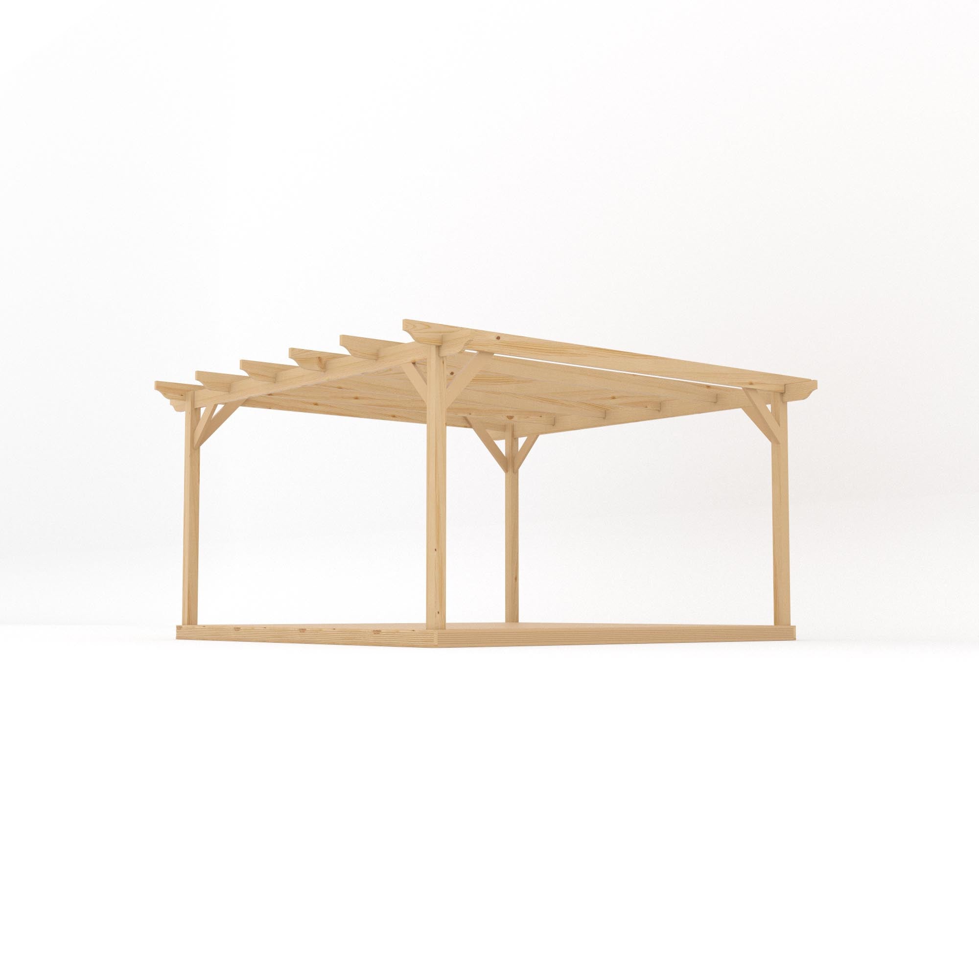 Freestanding Garden Pergola with Decking - Light Green - 4.2m Width x 4.2m Length