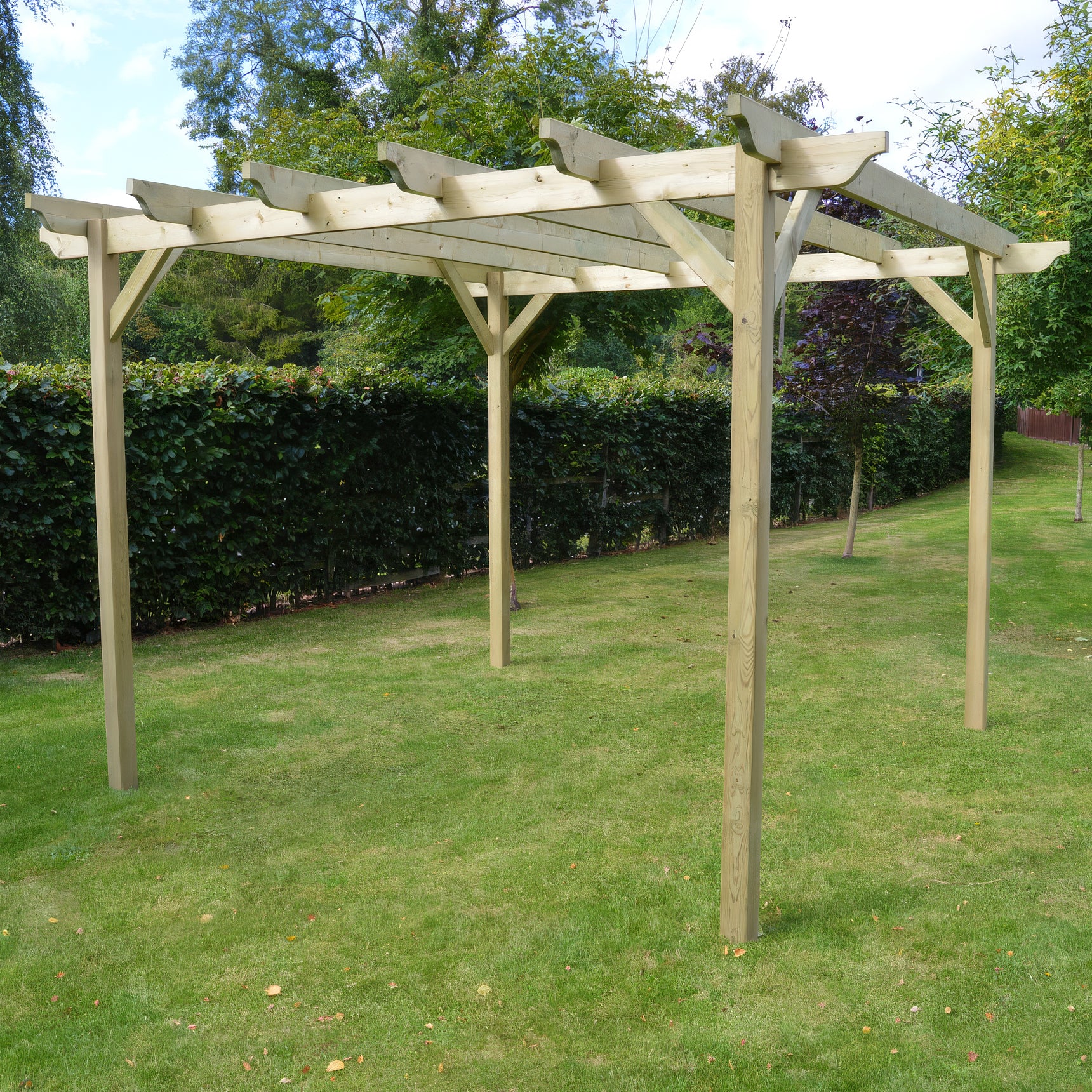 Freestanding Garden Pergola - Light Green - 4.2m Width x 4.2m Length - Clearance Grade