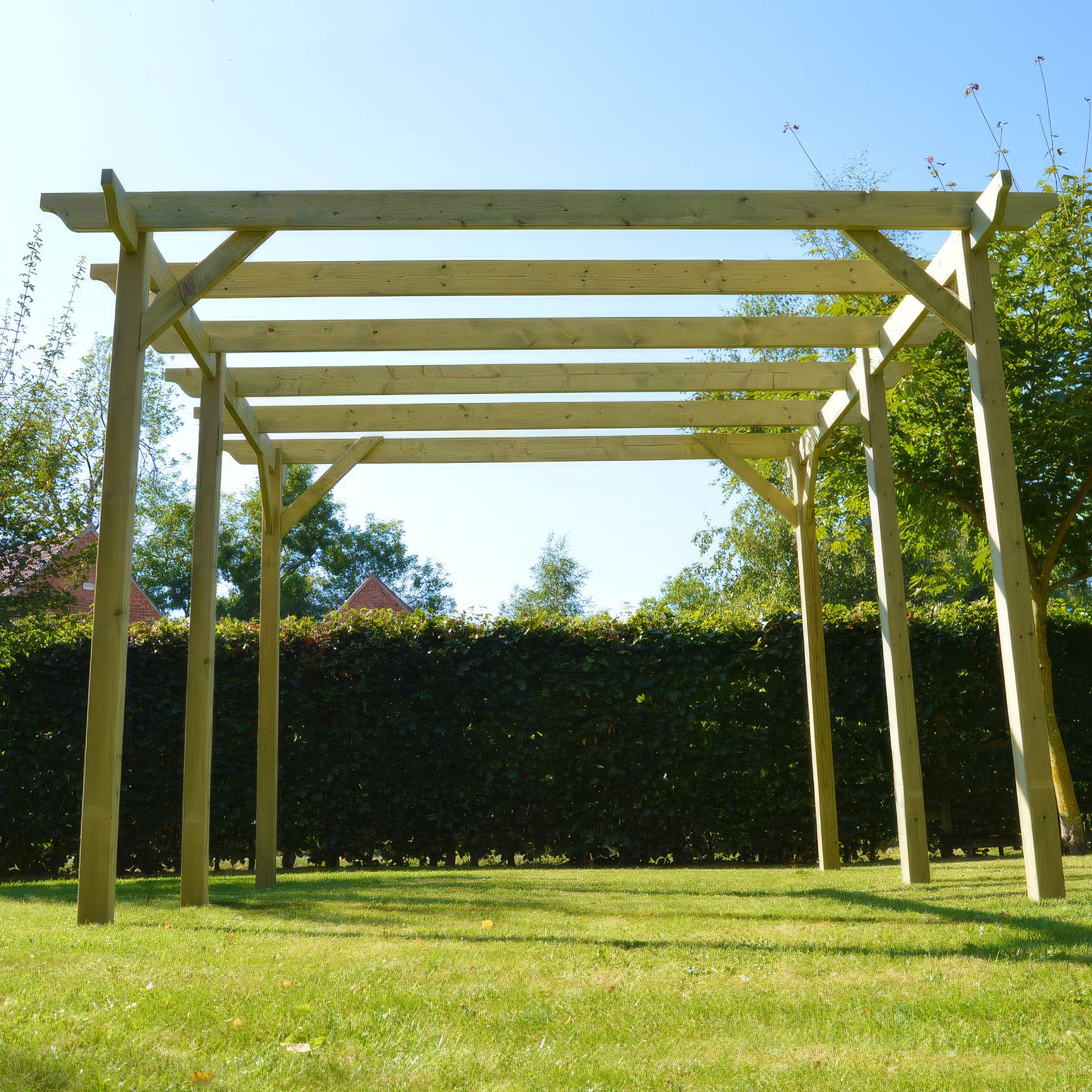 Freestanding Garden Pergola - Light Green - 4.2m Width x 4.2m Length