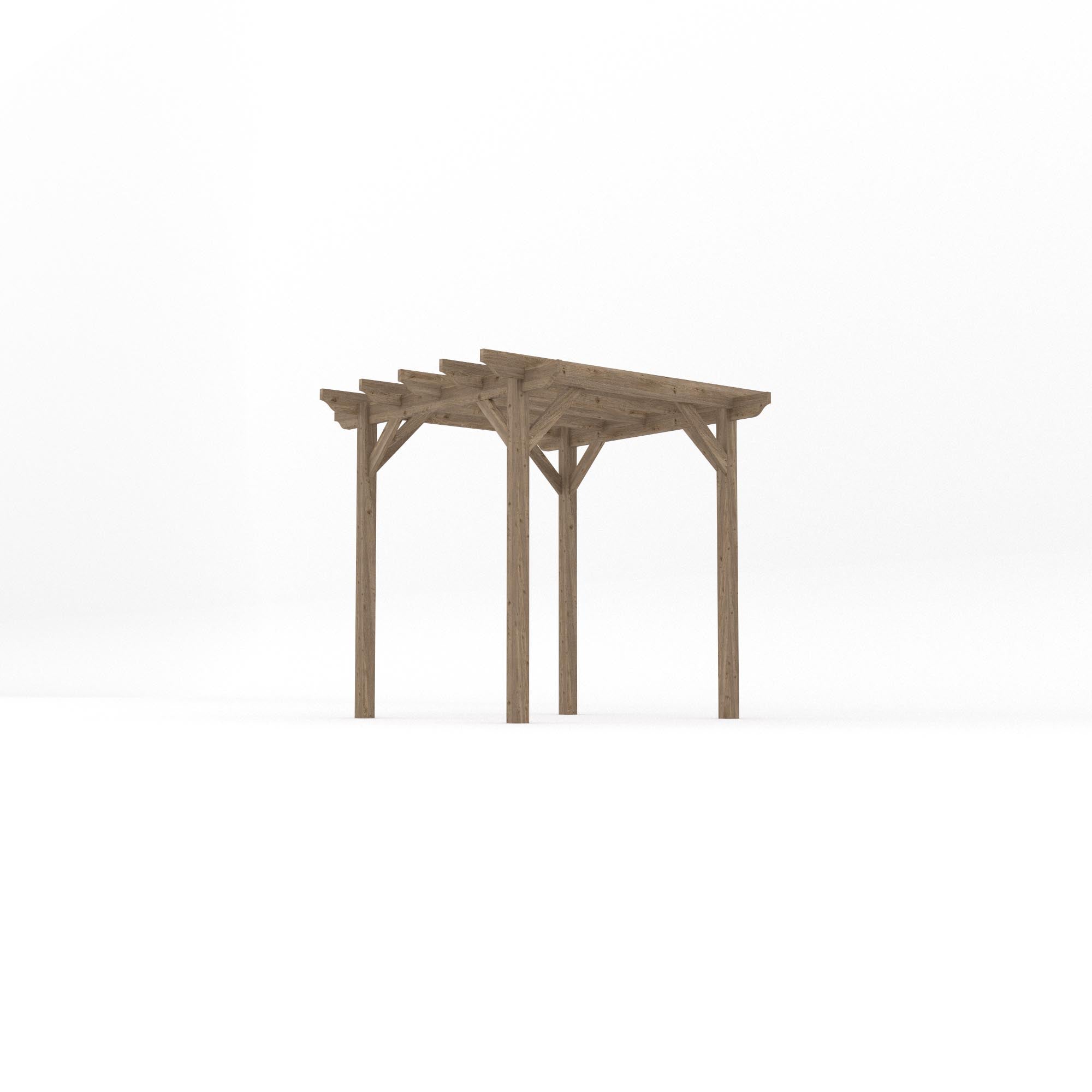 Freestanding Garden Pergola - Rustic Brown - 2.4m Width x 2.4m Length - Clearance Grade