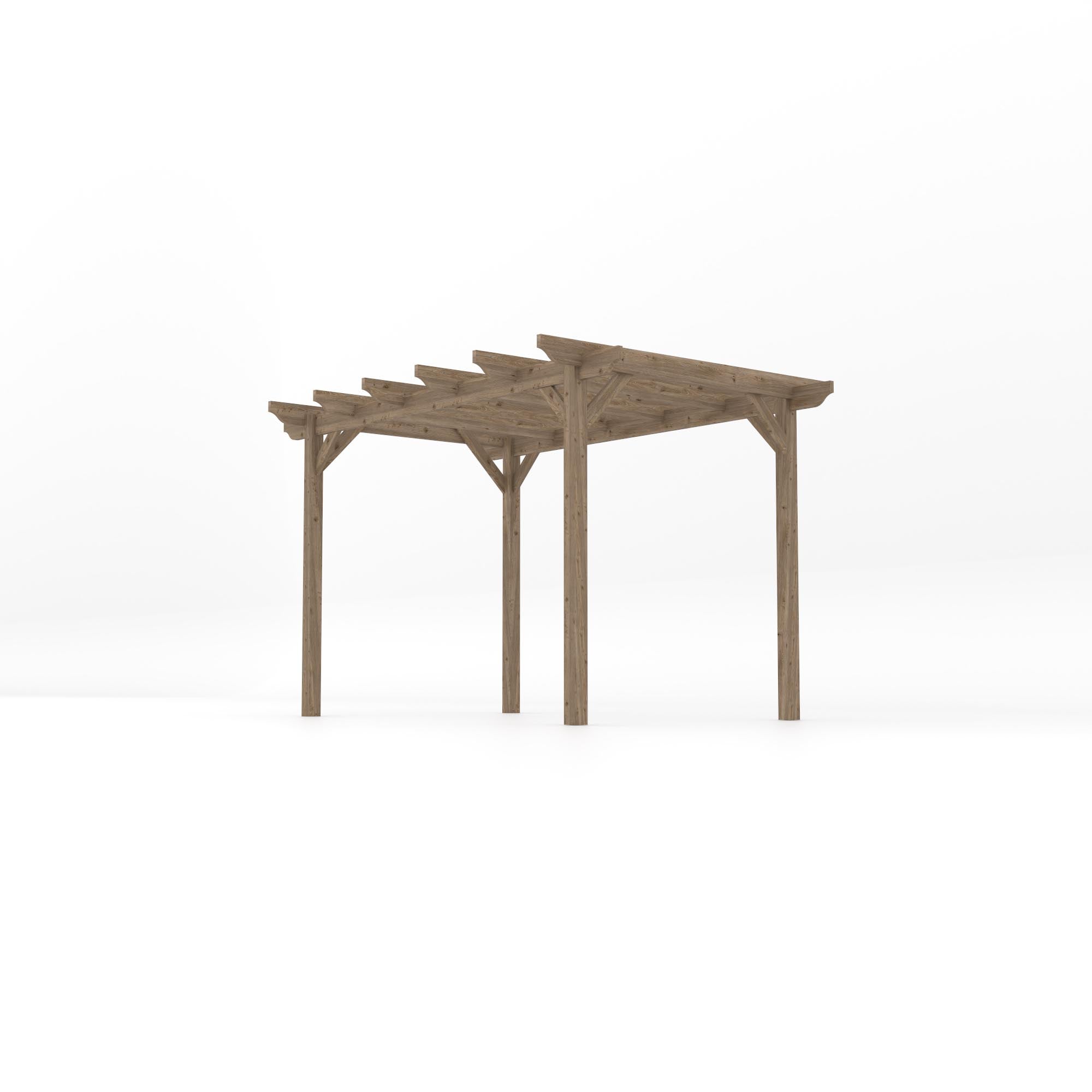 Freestanding Garden Pergola - Rustic Brown - 2.4m Width x 3.6m Length