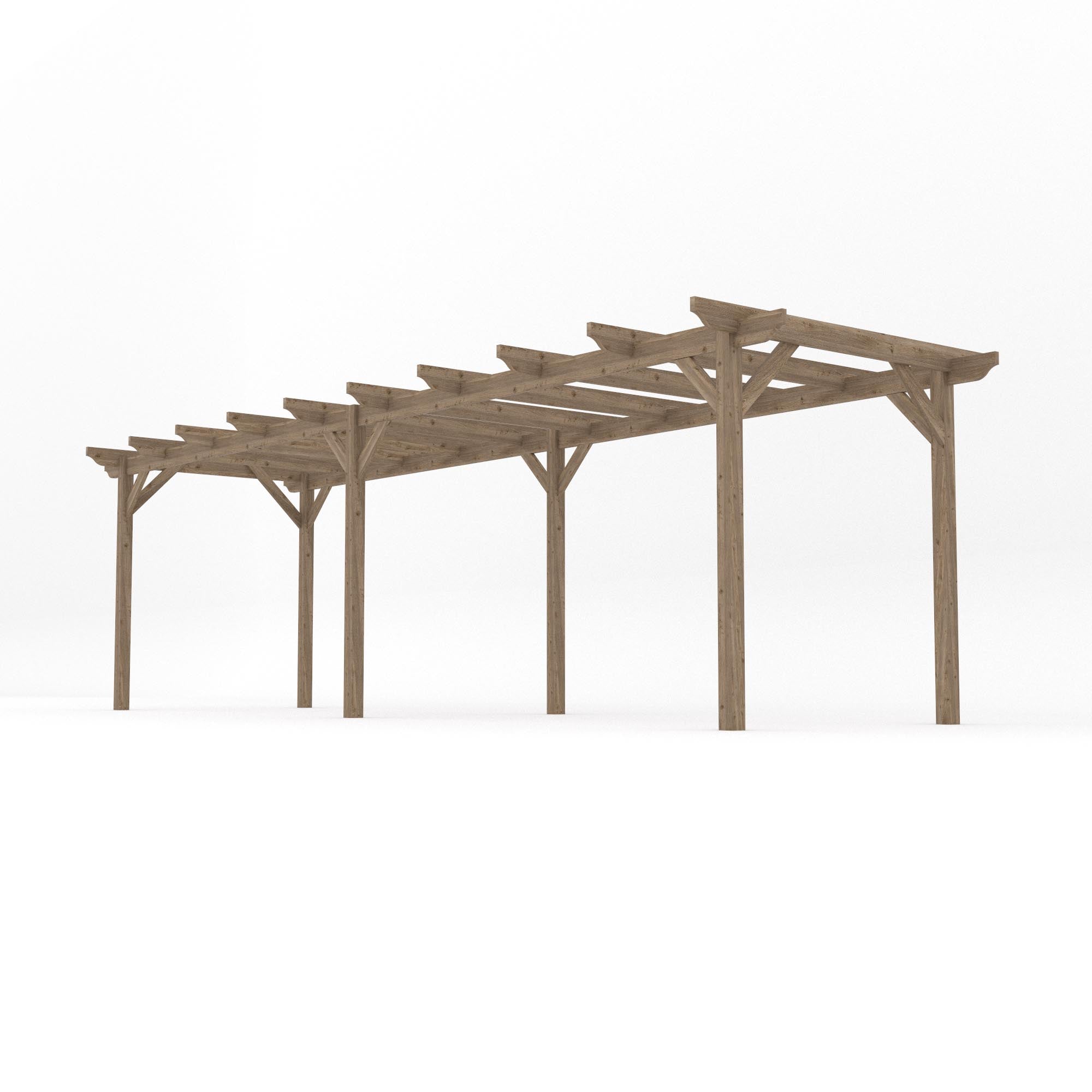 Freestanding Garden Pergola - Rustic Brown - 2.4m Width x 7.8m Length