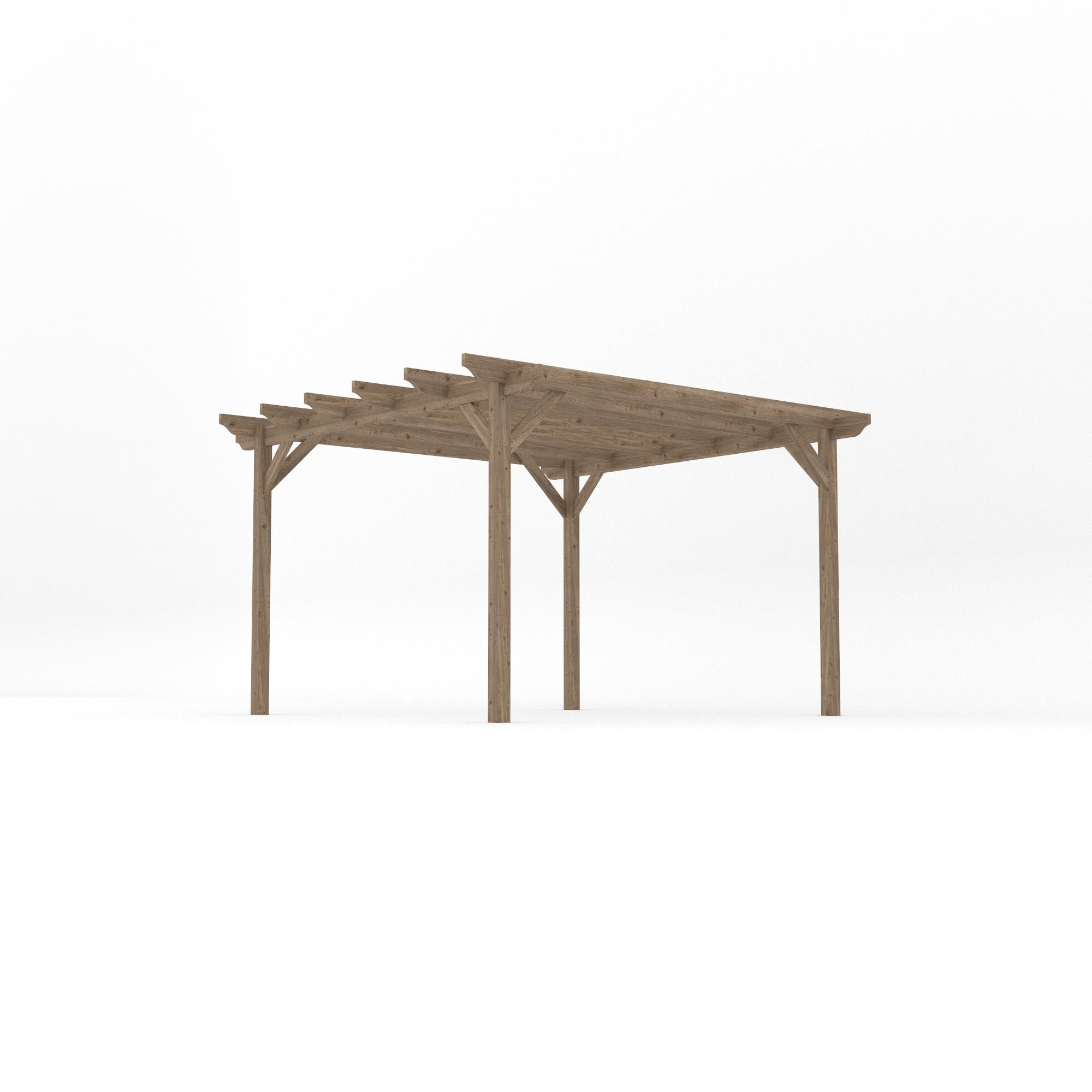 Freestanding Garden Pergola - Rustic Brown - 3.6m Width x 3.6m Length - Clearance Grade