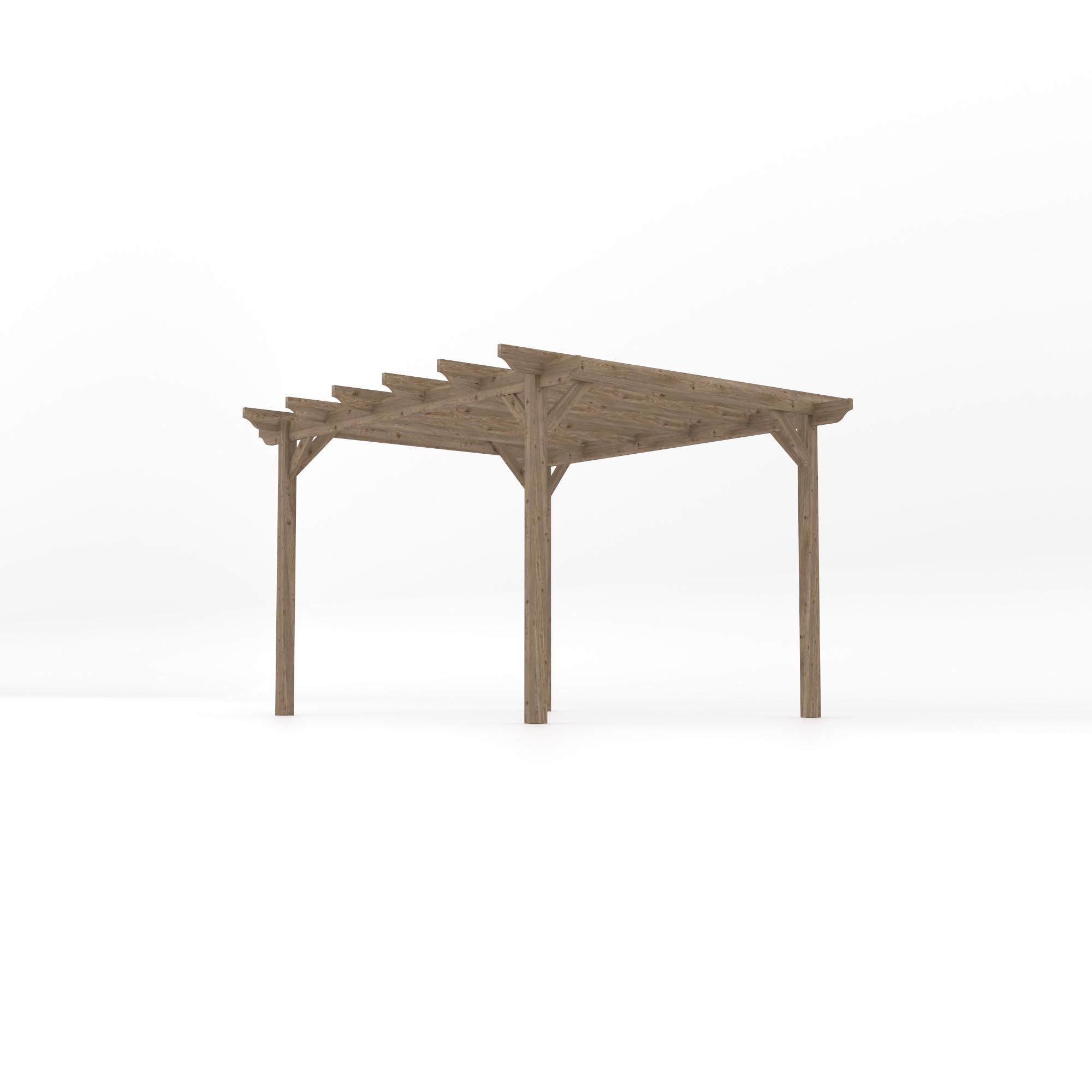 Freestanding Garden Pergola - Rustic Brown - 3m Width x 3.6m Length