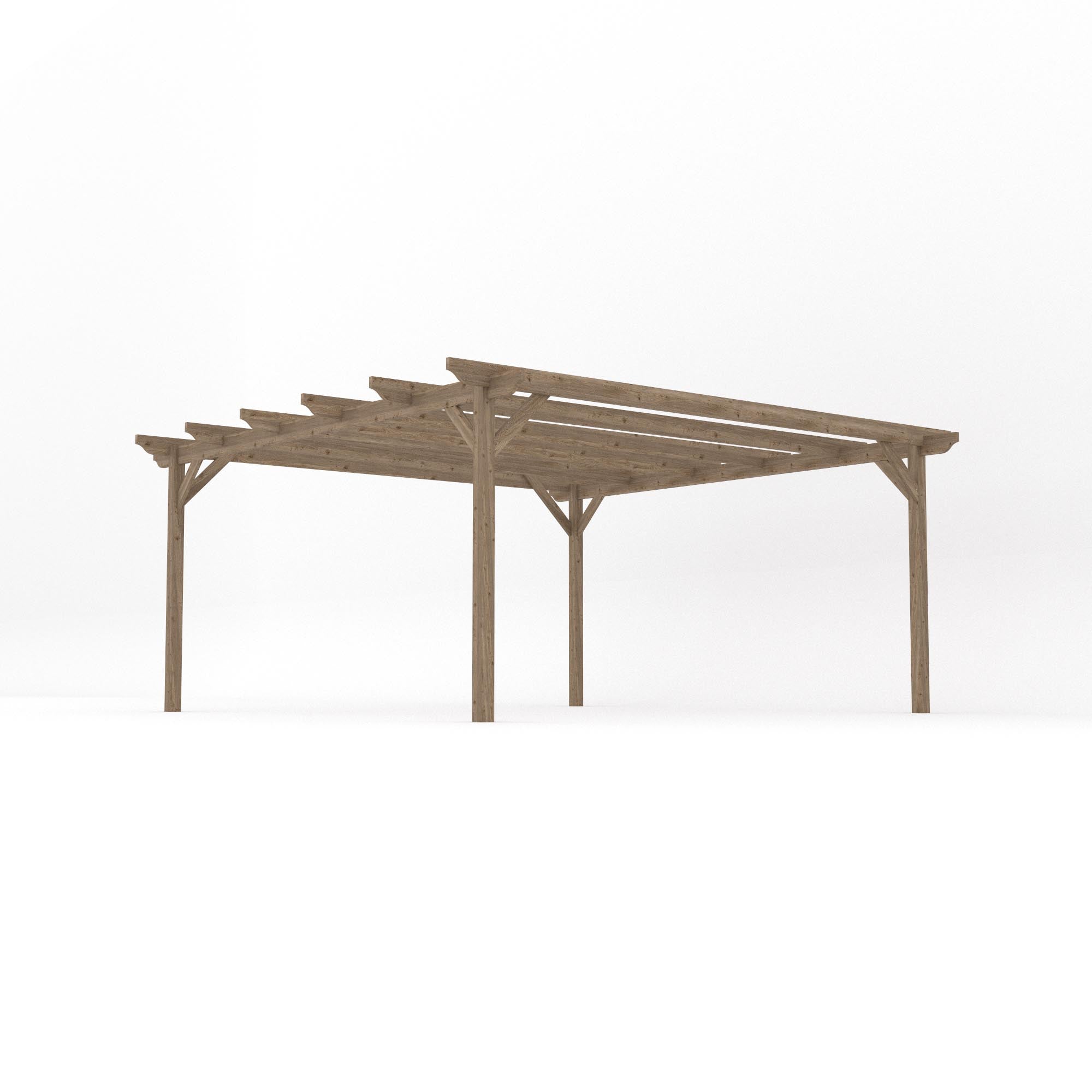 Freestanding Garden Pergola - Rustic Brown - 4.8m Width x 4.8m Length