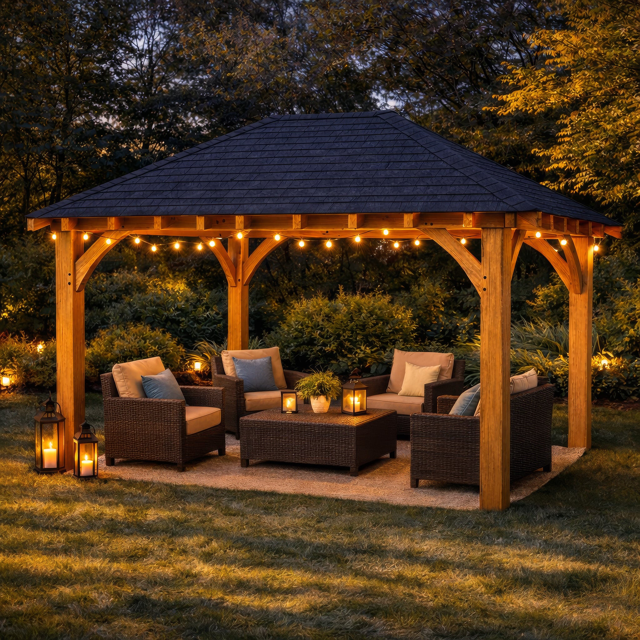 Freestanding Green Oak Framed Gazebo - 3m Width x 4.2m Length