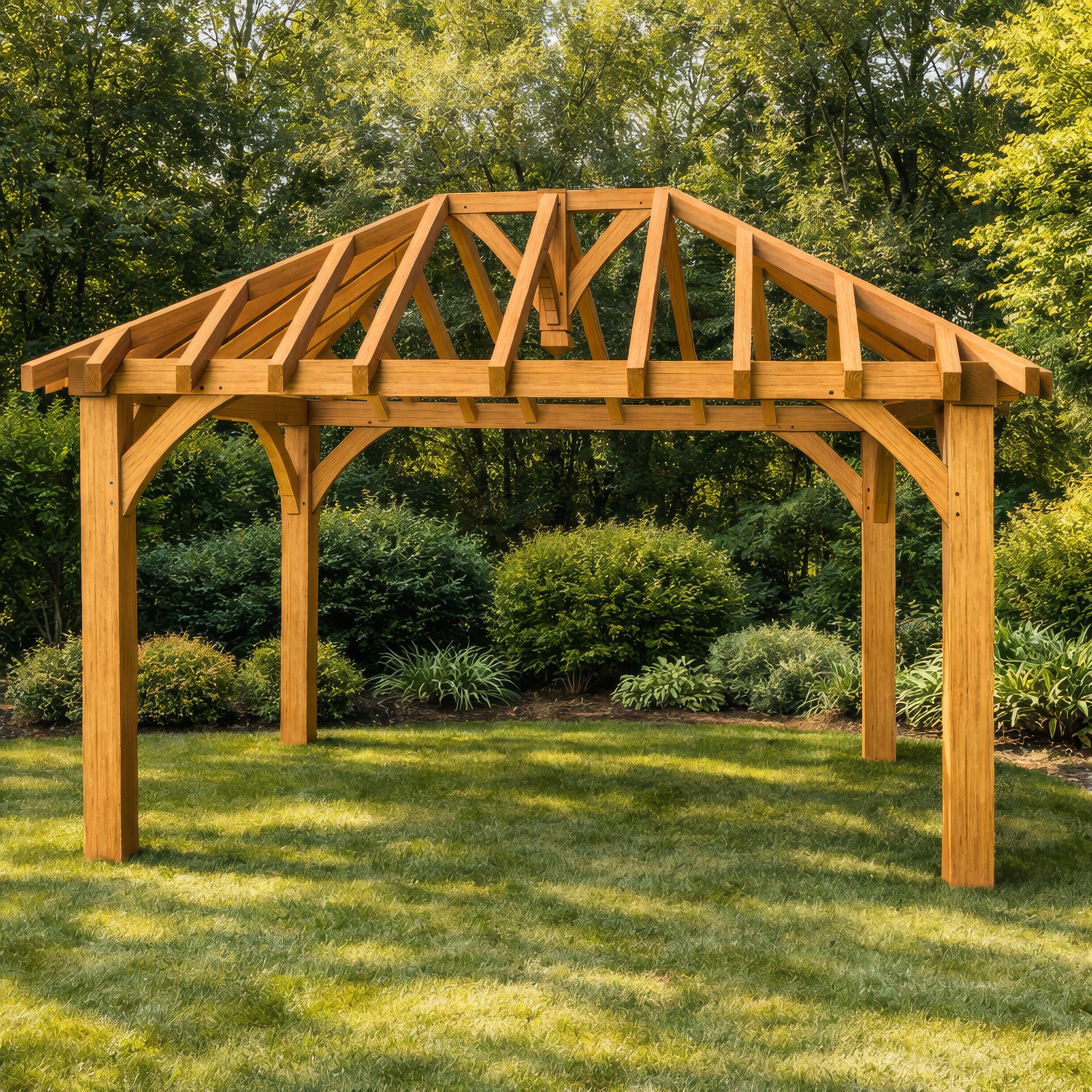 Freestanding Green Oak Framed Gazebo - 3m Width x 4.2m Length