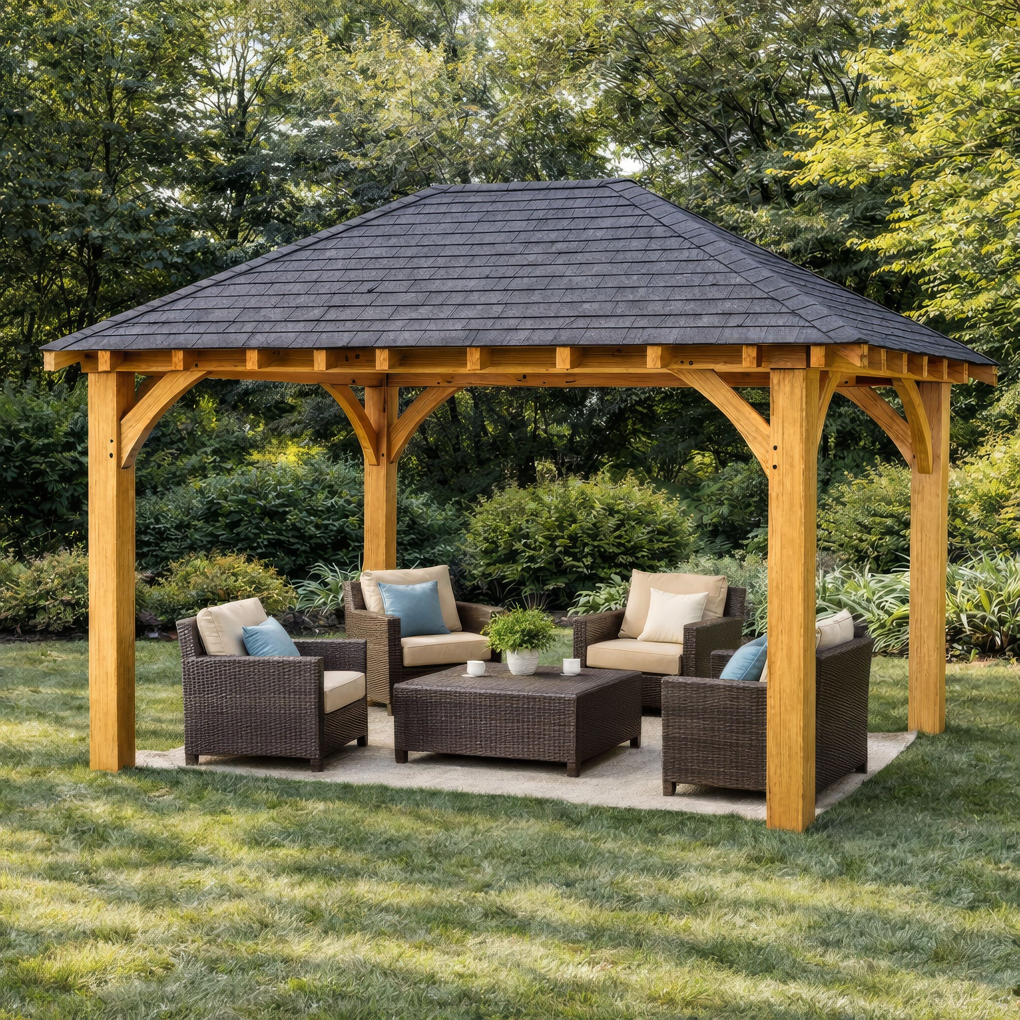Freestanding Green Oak Framed Gazebo - 3m Width x 4.2m Length