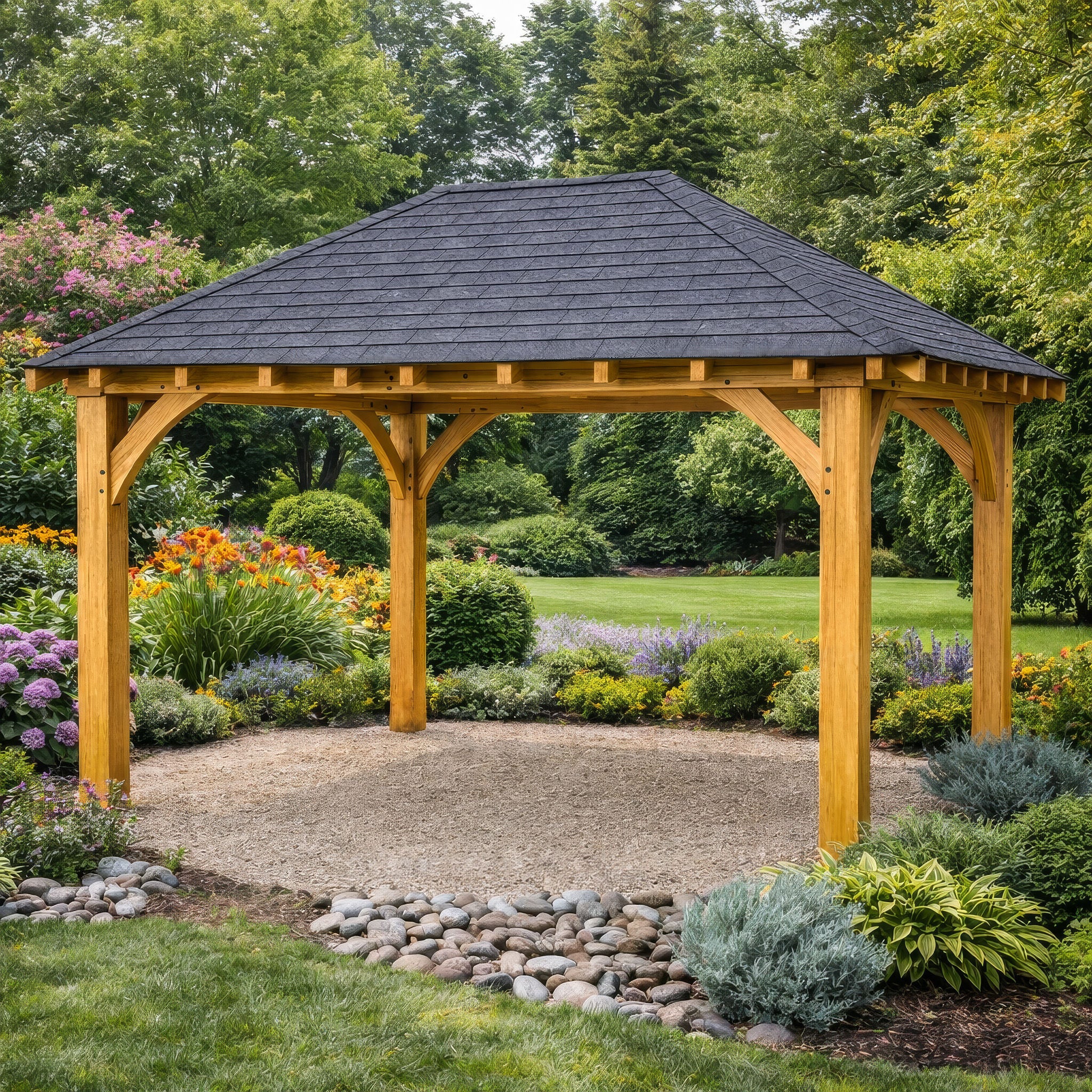 Freestanding Green Oak Framed Gazebo - 3m Width x 4.2m Length
