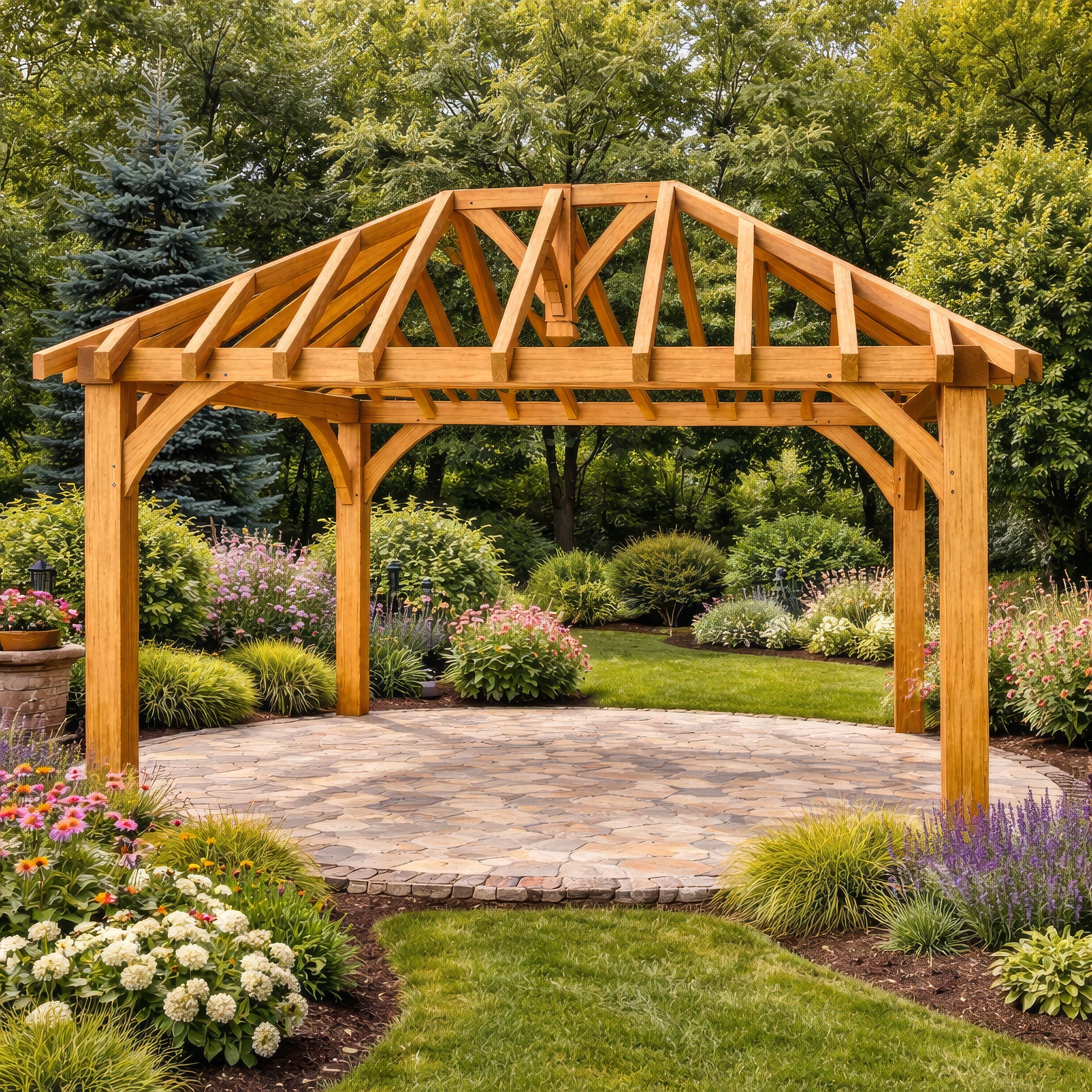 Freestanding Green Oak Framed Gazebo - 3m Width x 4.2m Length