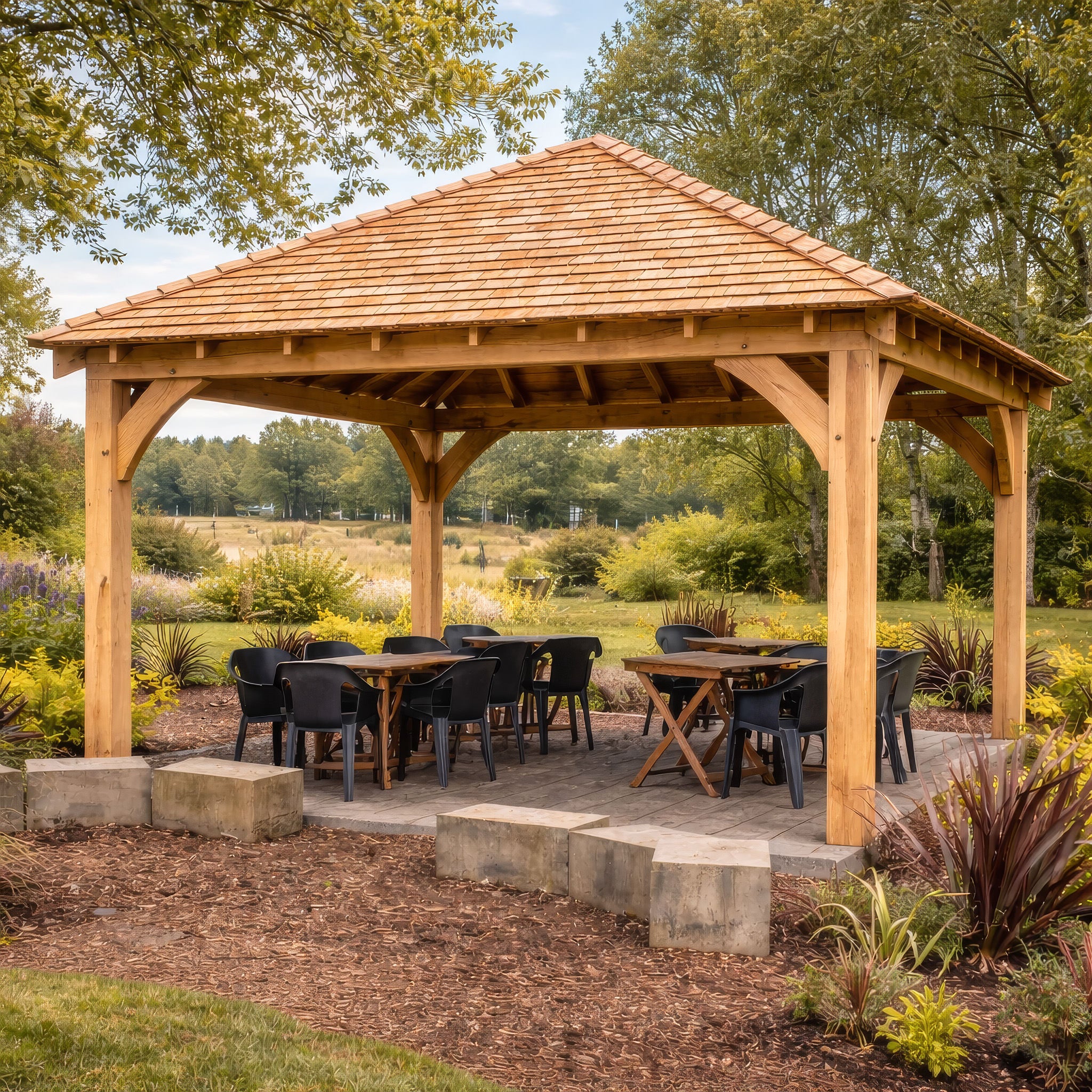 Freestanding Green Oak Framed Gazebo - 4m Width x 4m Length