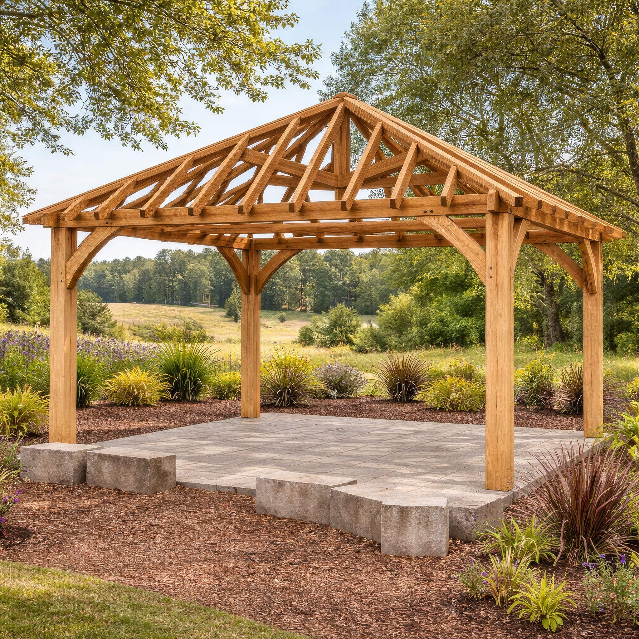 Freestanding Green Oak Framed Gazebo - 4m Width x 4m Length