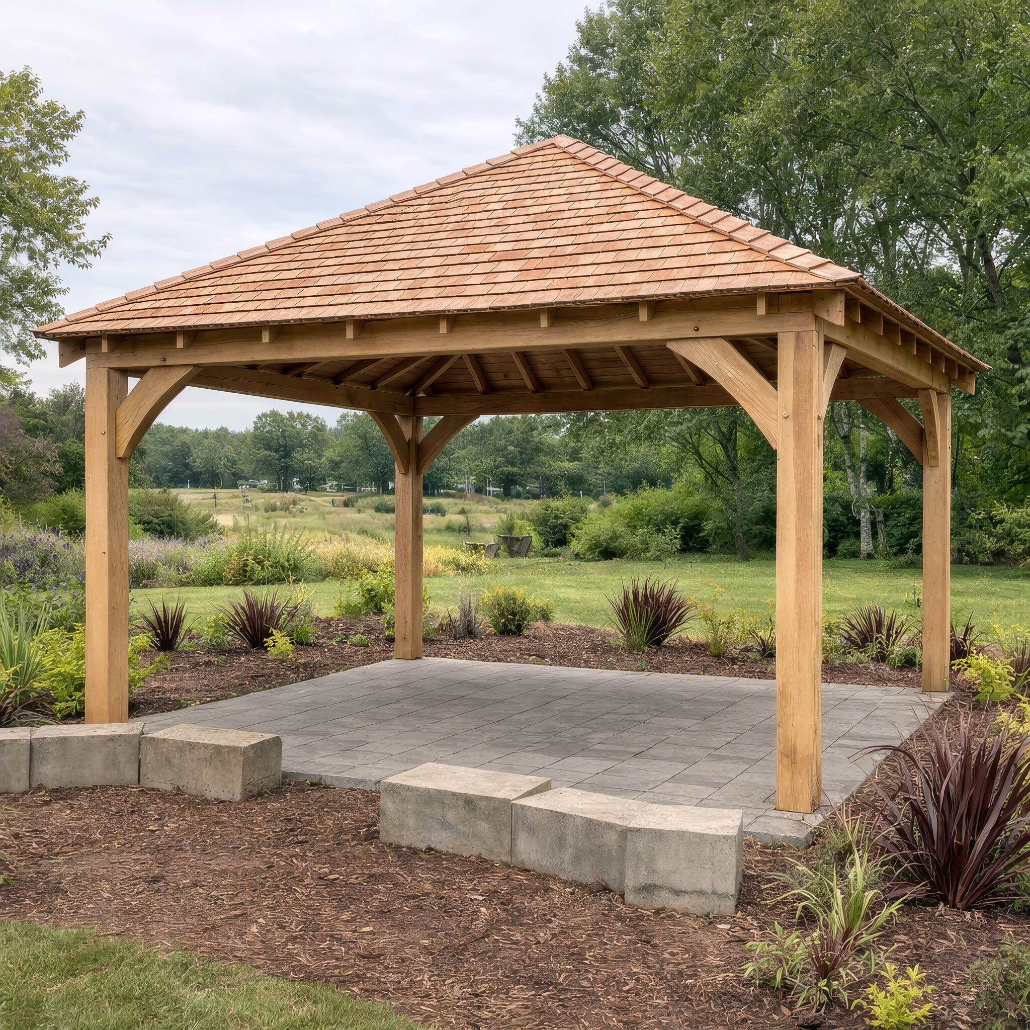Freestanding Green Oak Framed Gazebo - 4m Width x 4m Length