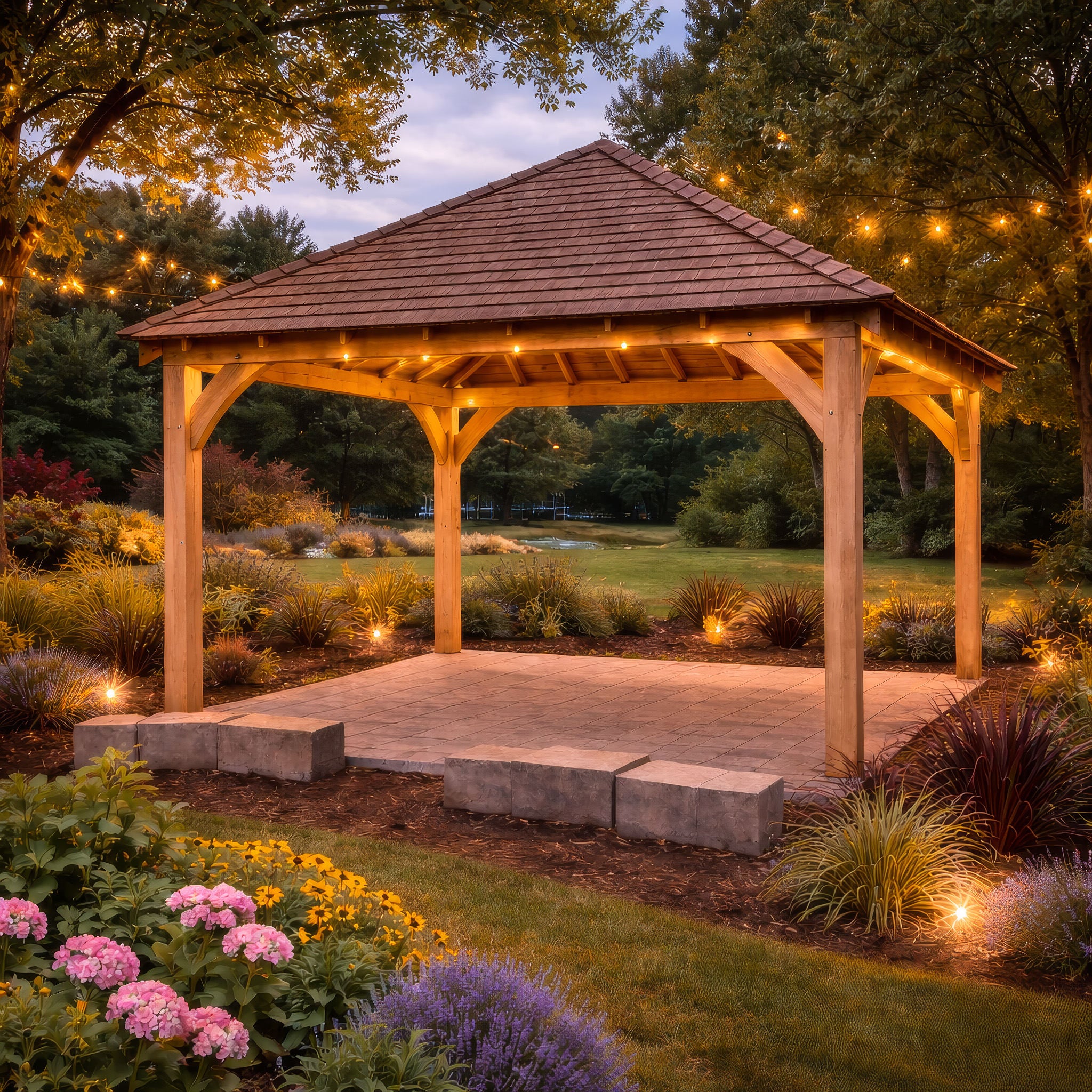 Freestanding Green Oak Framed Gazebo - 4m Width x 4m Length