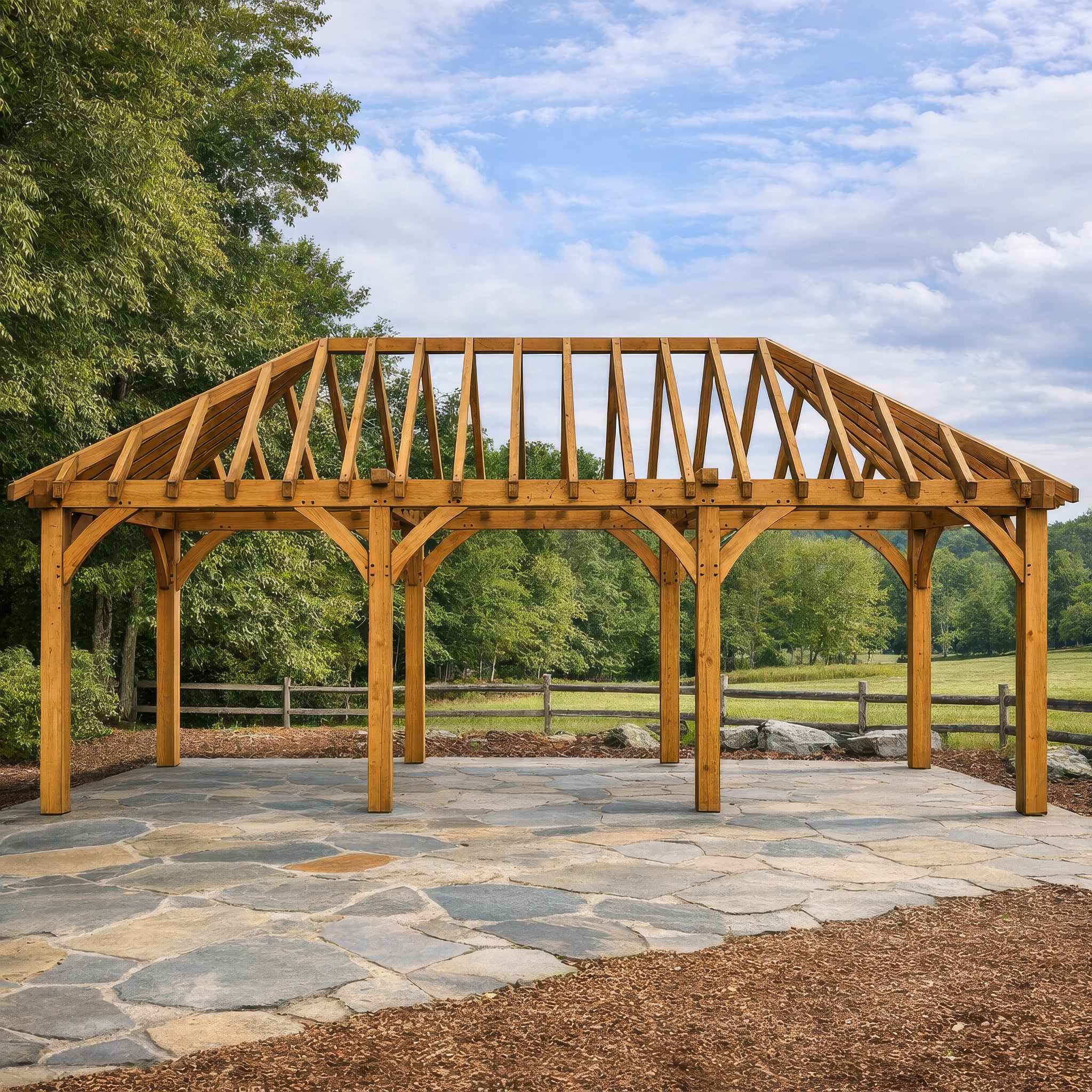 Freestanding Green Oak Framed Gazebo - 4m Width x 8m Length