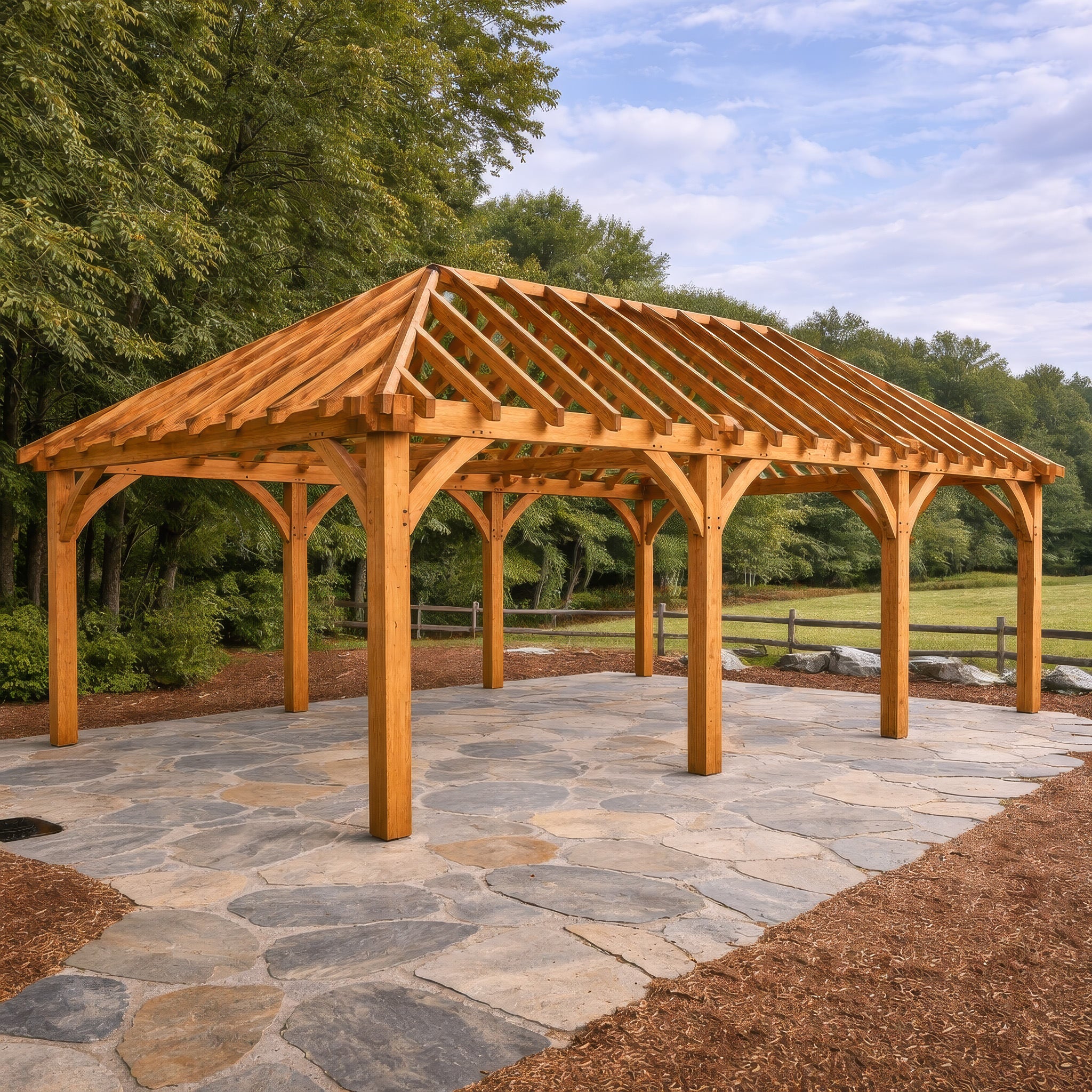 Freestanding Green Oak Framed Gazebo - 4m Width x 8m Length