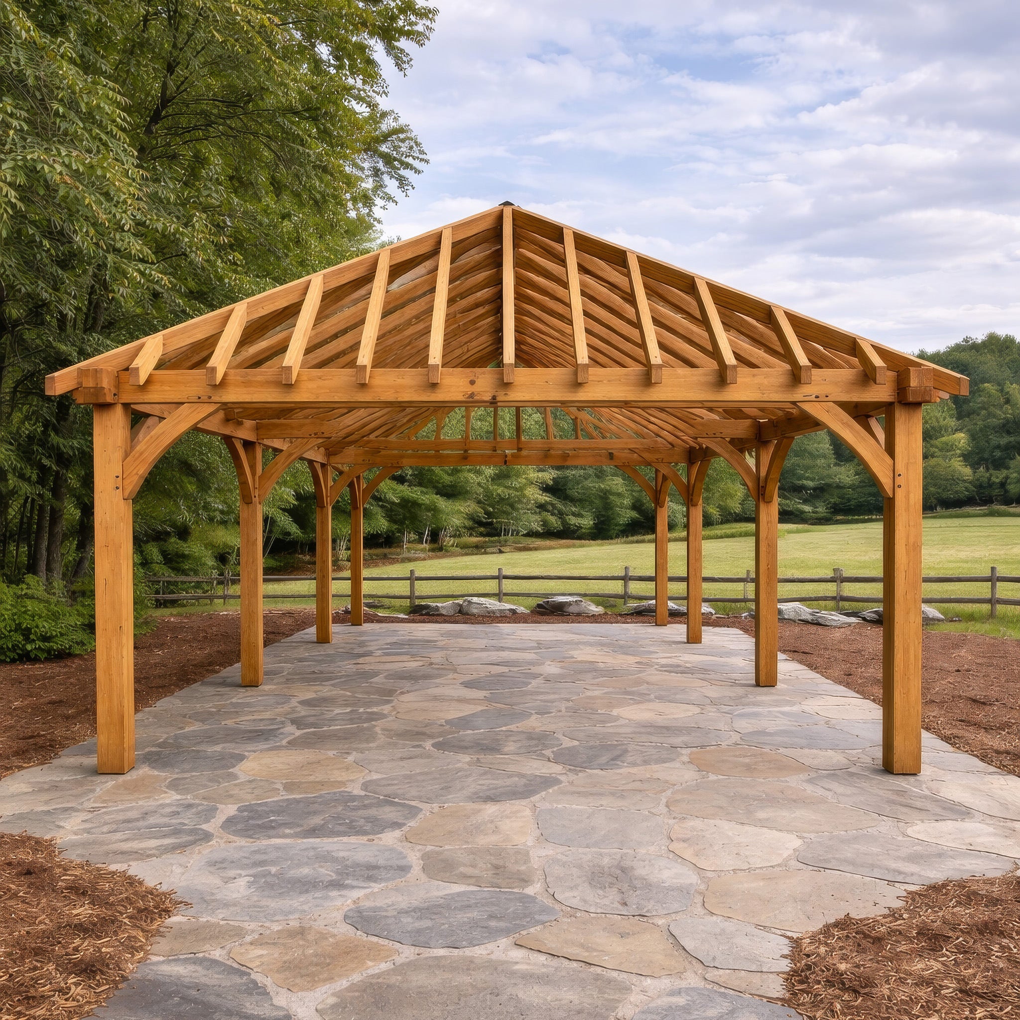 Freestanding Green Oak Framed Gazebo - 4m Width x 8m Length