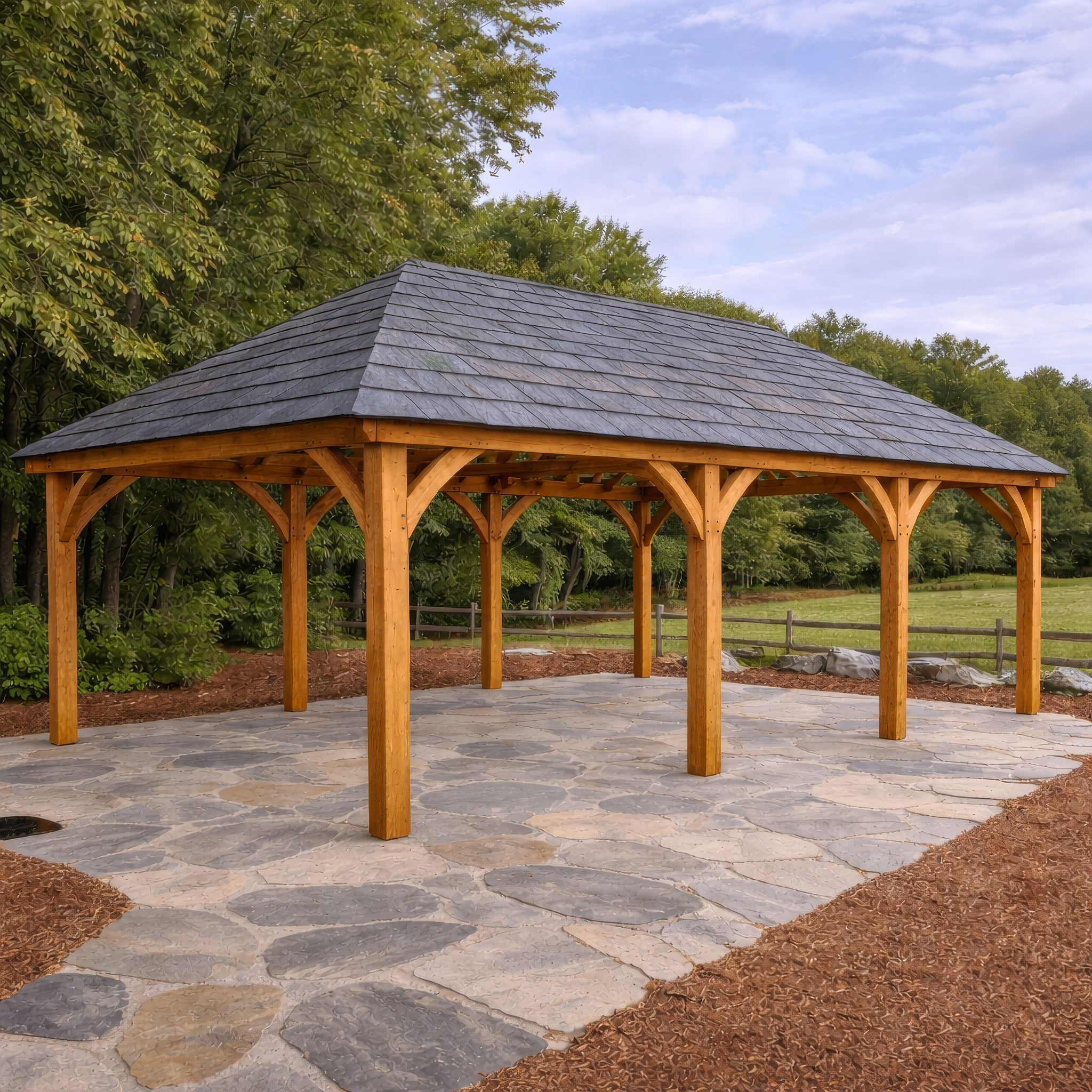 Freestanding Green Oak Framed Gazebo - 4m Width x 8m Length