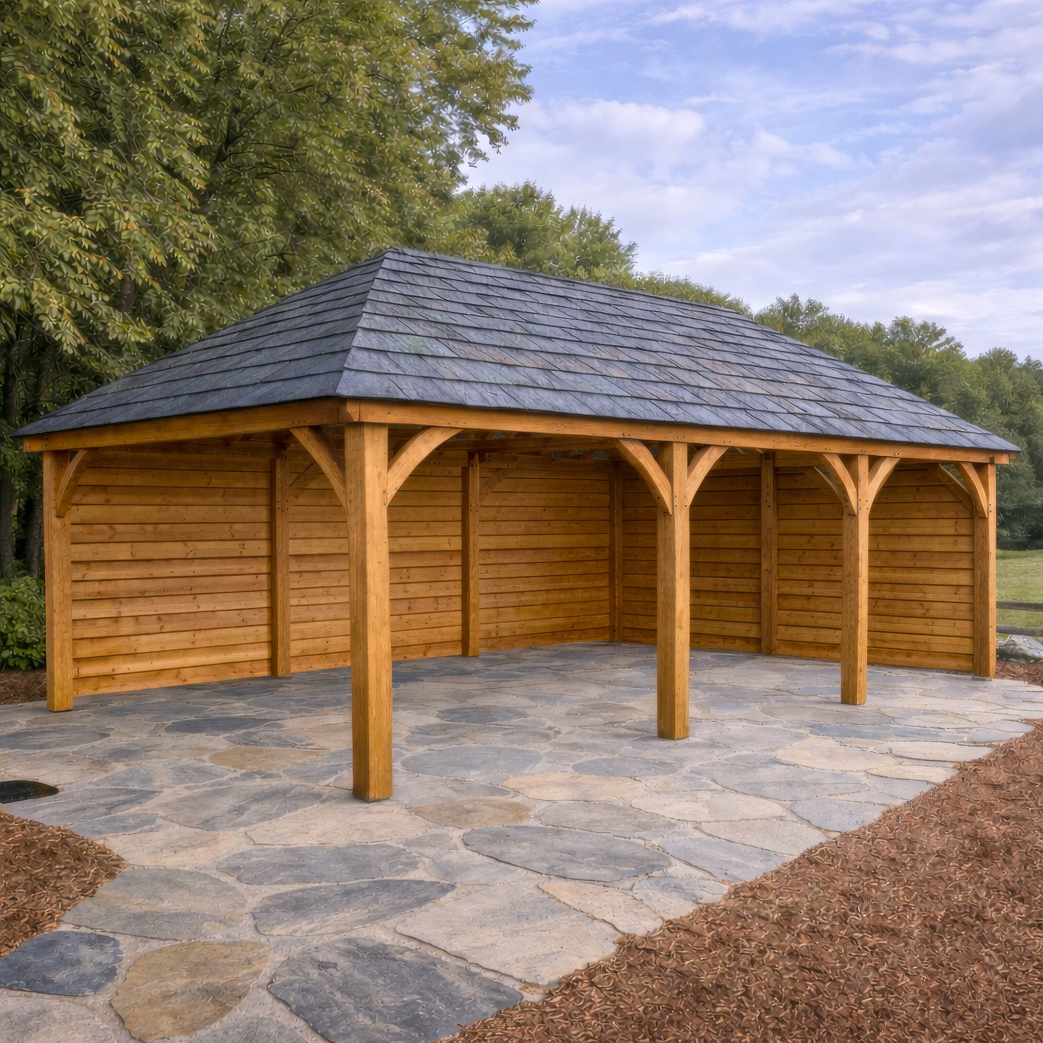 Freestanding Green Oak Framed Gazebo - 4m Width x 8m Length