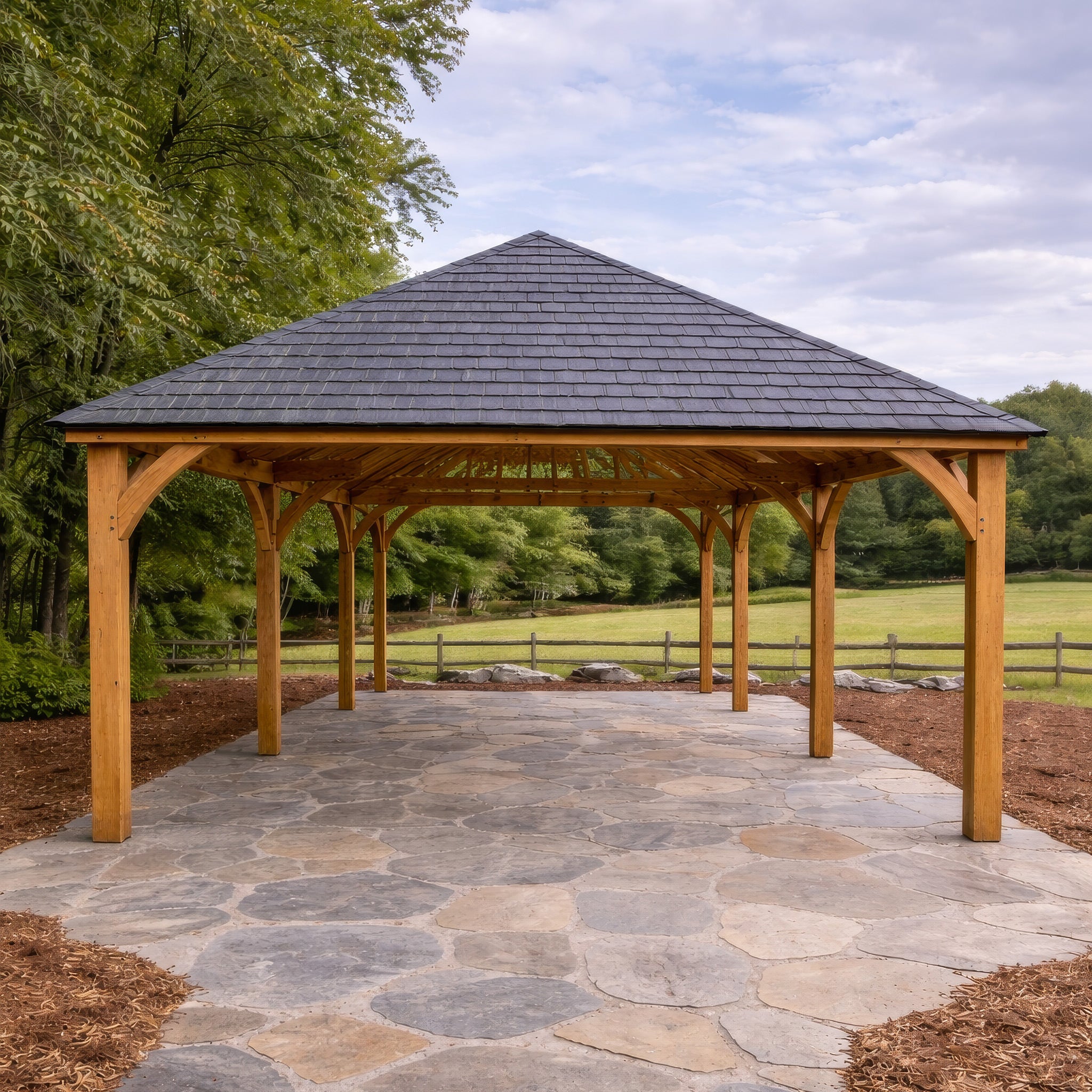 Freestanding Green Oak Framed Gazebo - 4m Width x 8m Length