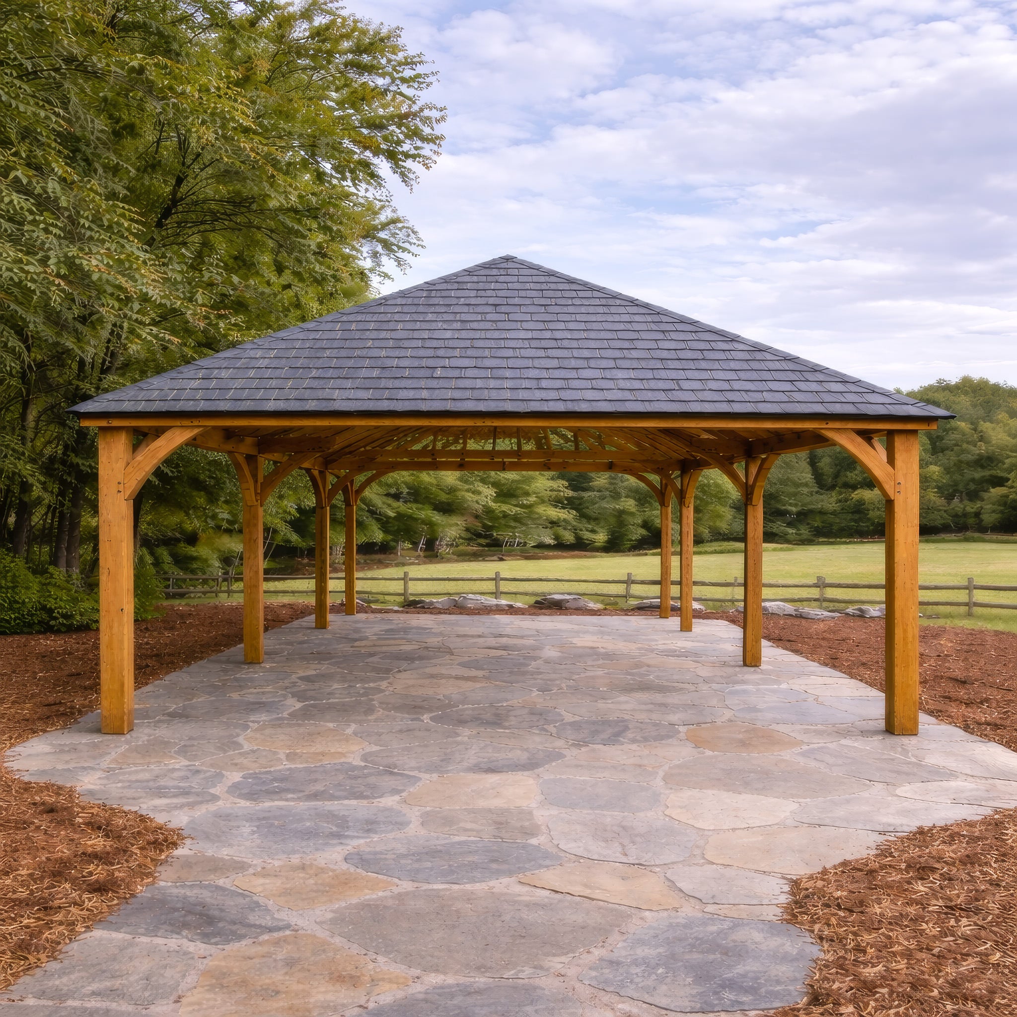 Freestanding Green Oak Framed Gazebo - 4m Width x 8m Length