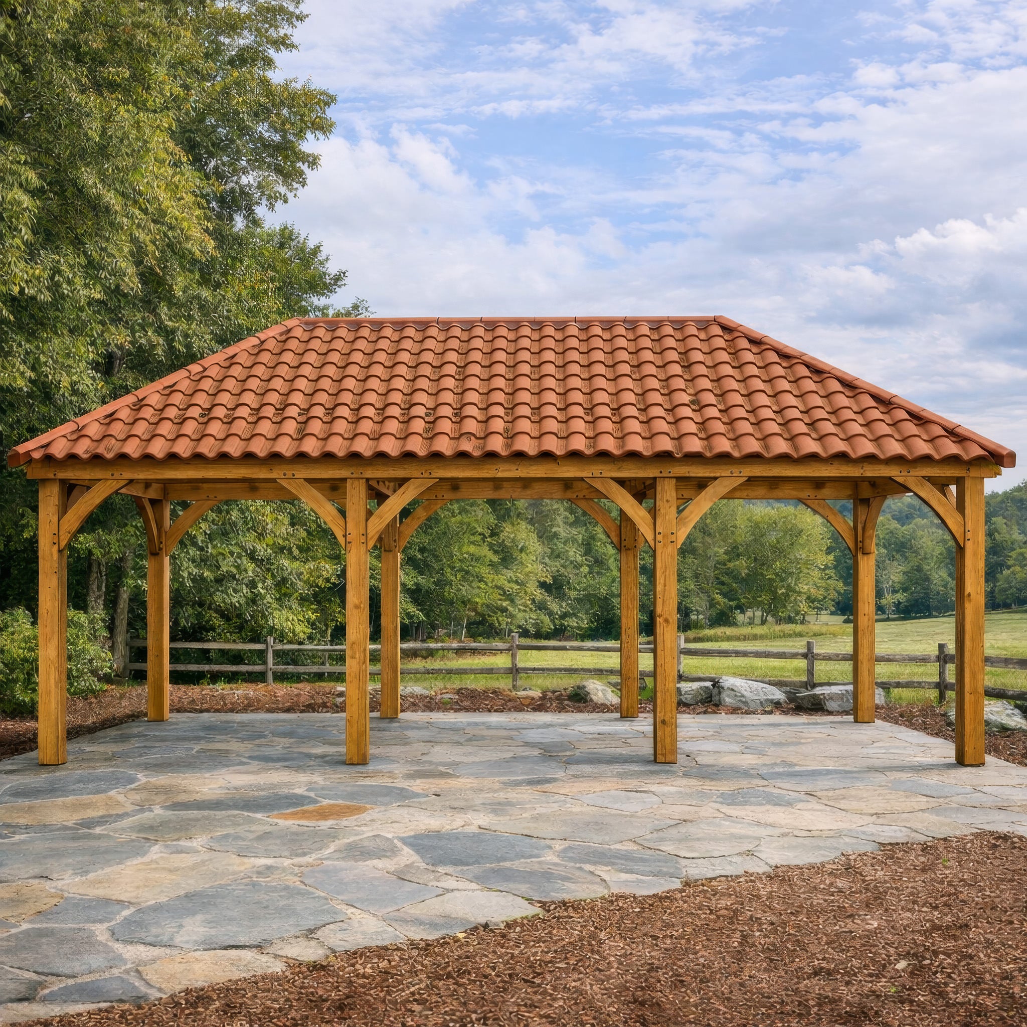 Freestanding Green Oak Framed Gazebo - 4m Width x 8m Length