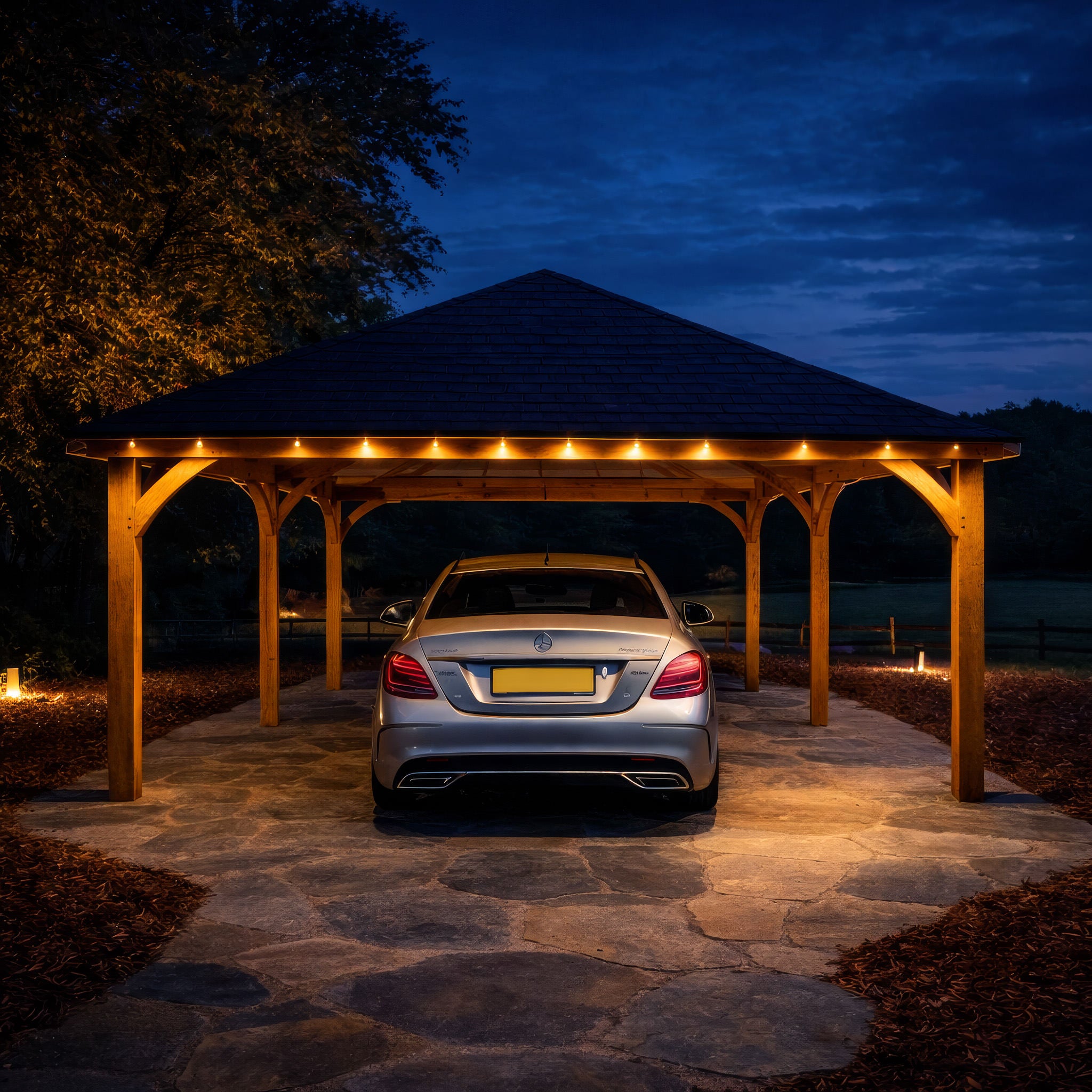 Freestanding Green Oak Framed Gazebo - 4m Width x 8m Length