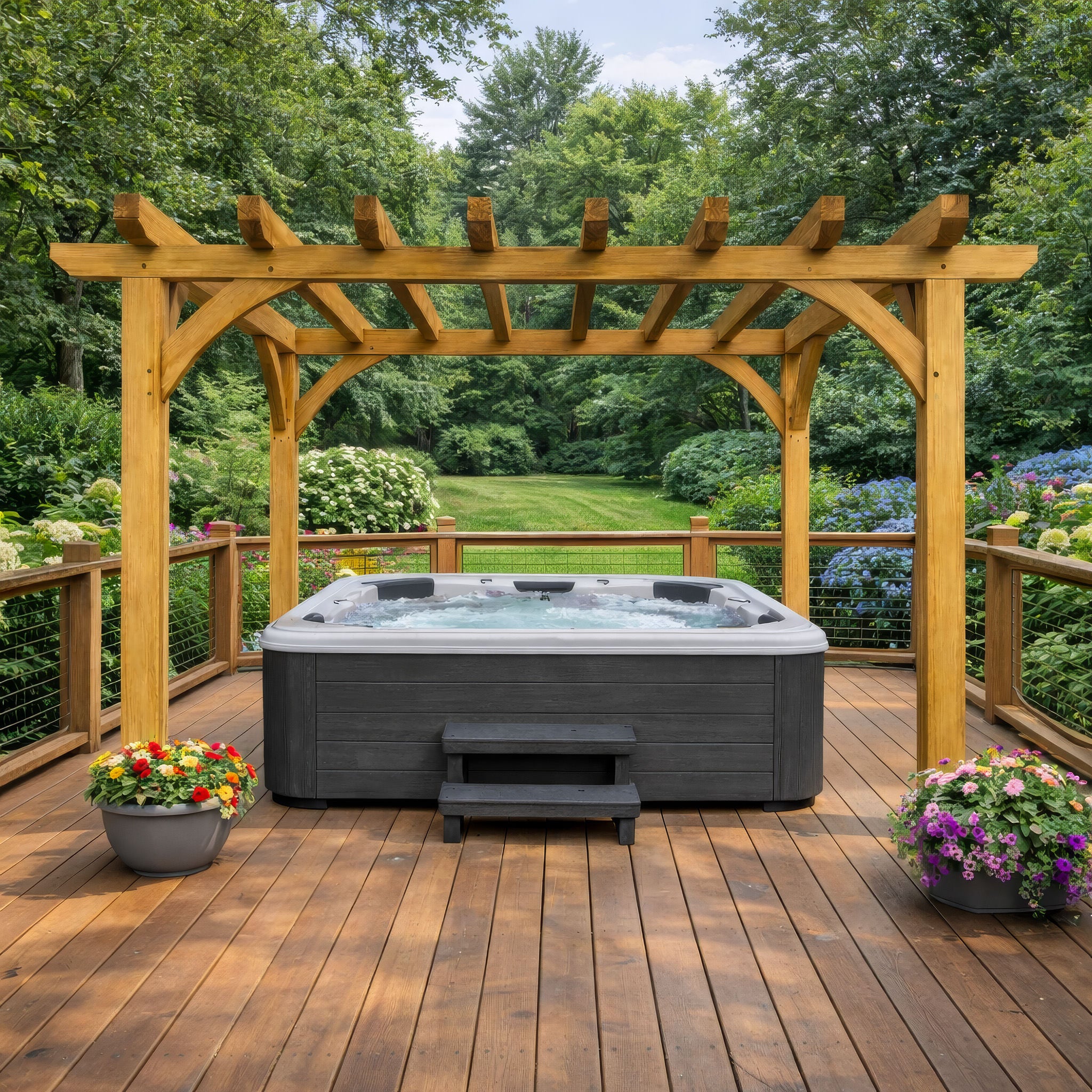 Freestanding Green Oak Framed Single Bay Pergola