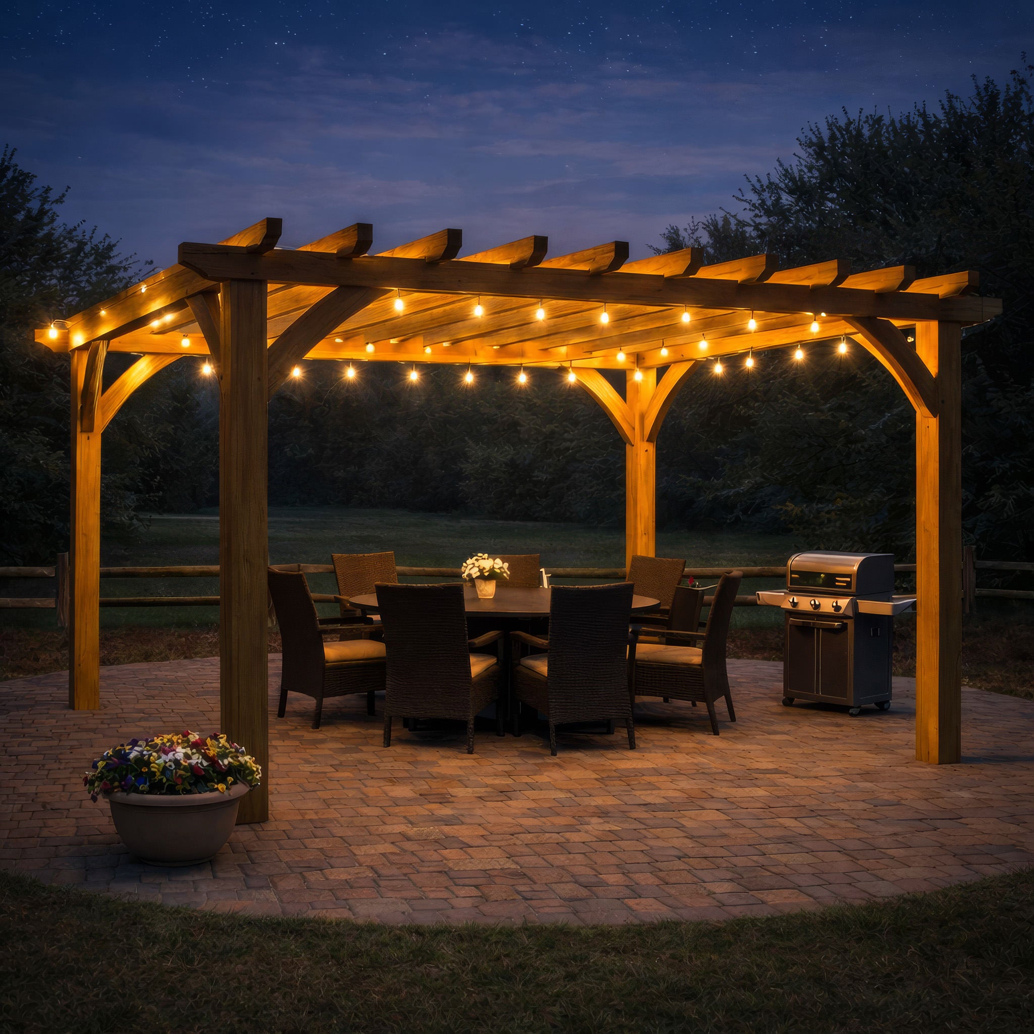Freestanding Green Oak Framed Single Bay Pergola