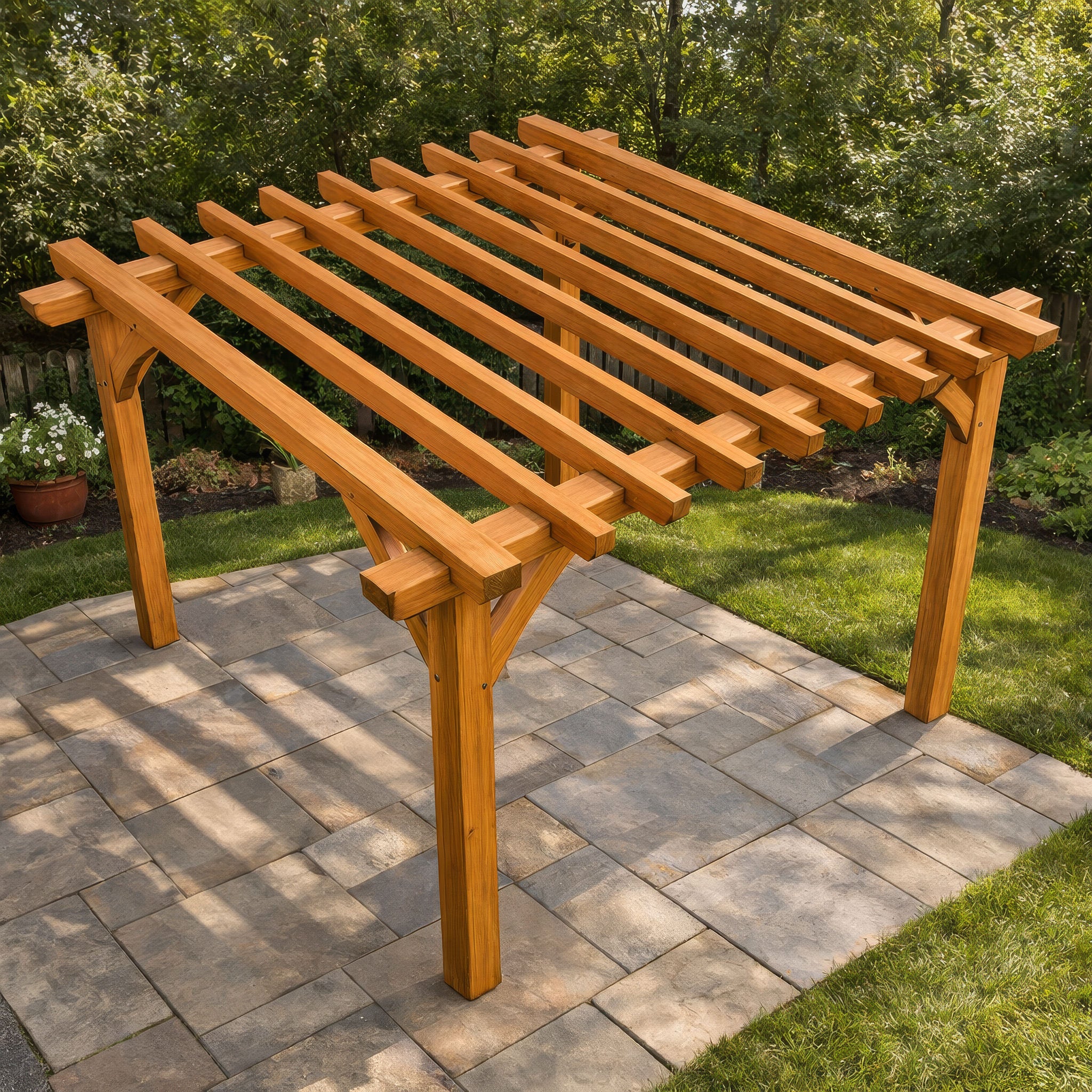 Freestanding Green Oak Framed Single Bay Pergola