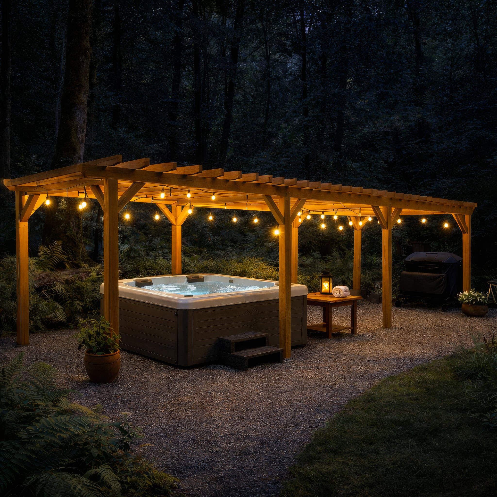 Freestanding Green Oak Framed Triple Bay Pergola