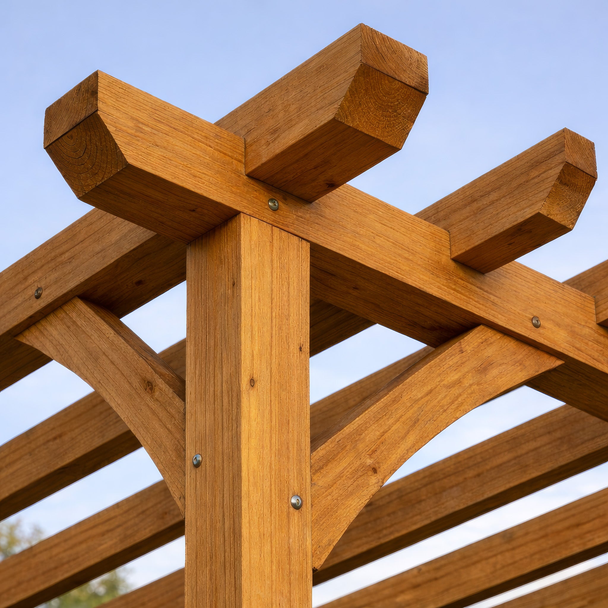 Freestanding Green Oak Framed Triple Bay Pergola