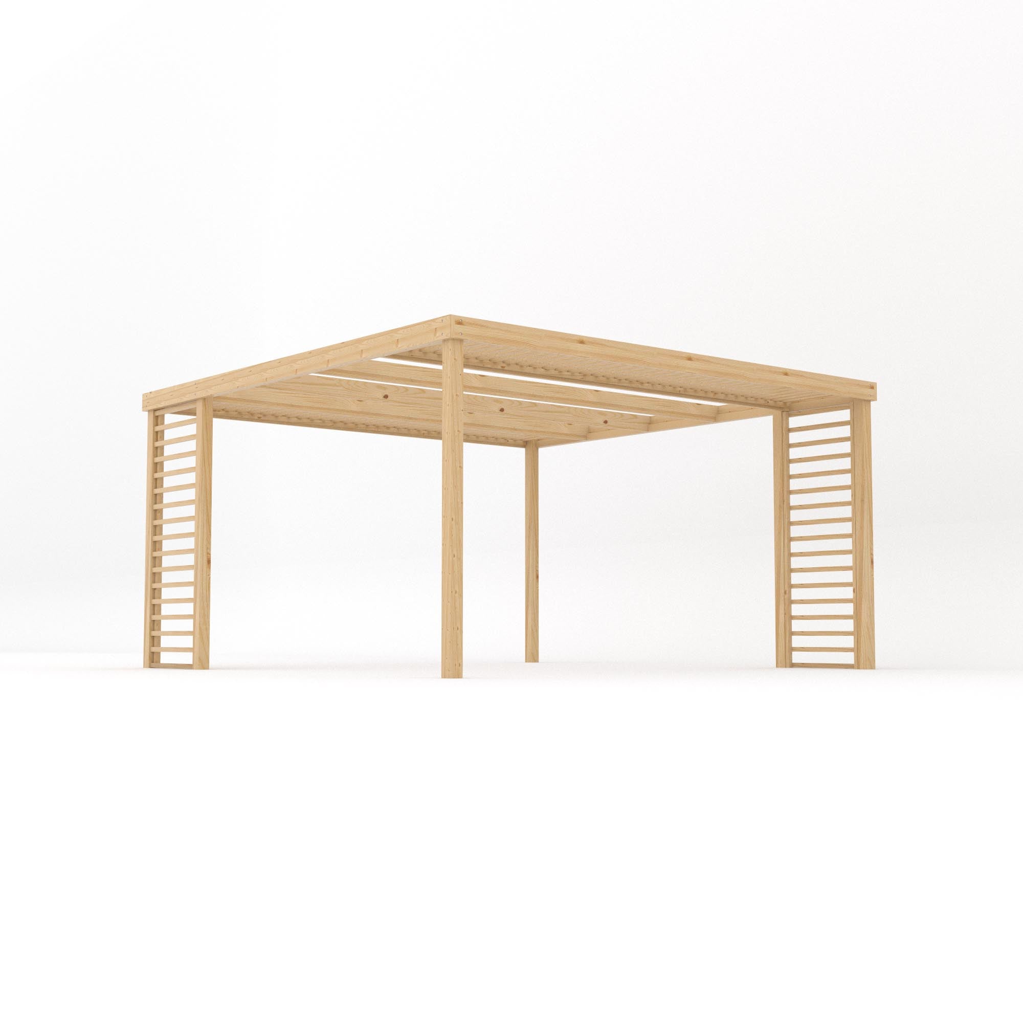 Freestanding Panel Pergola - Light Green - 4.2m Width x 4.2m Length