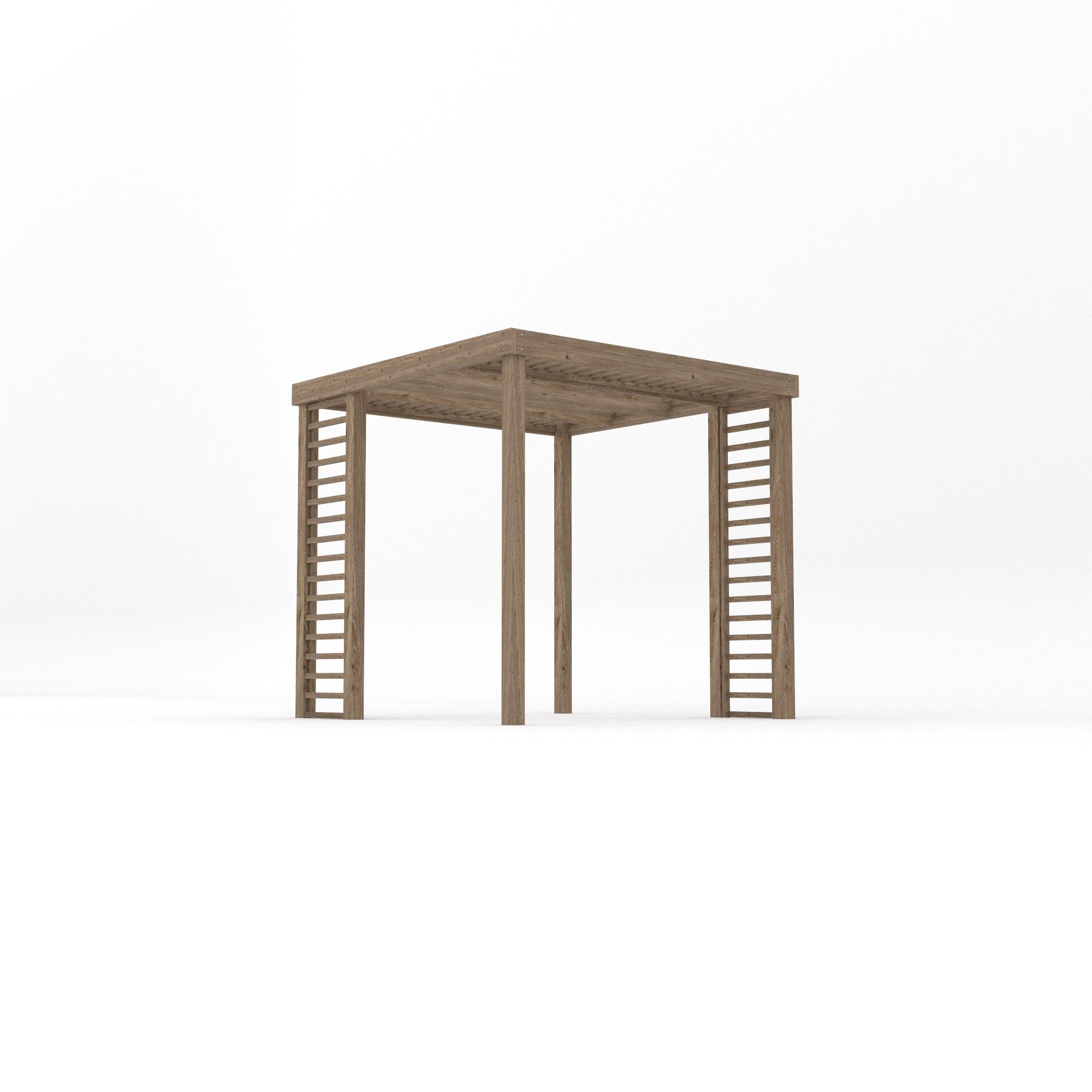 Freestanding Panel Pergola - Rustic Brown - 2.4m Width x 2.4m Length