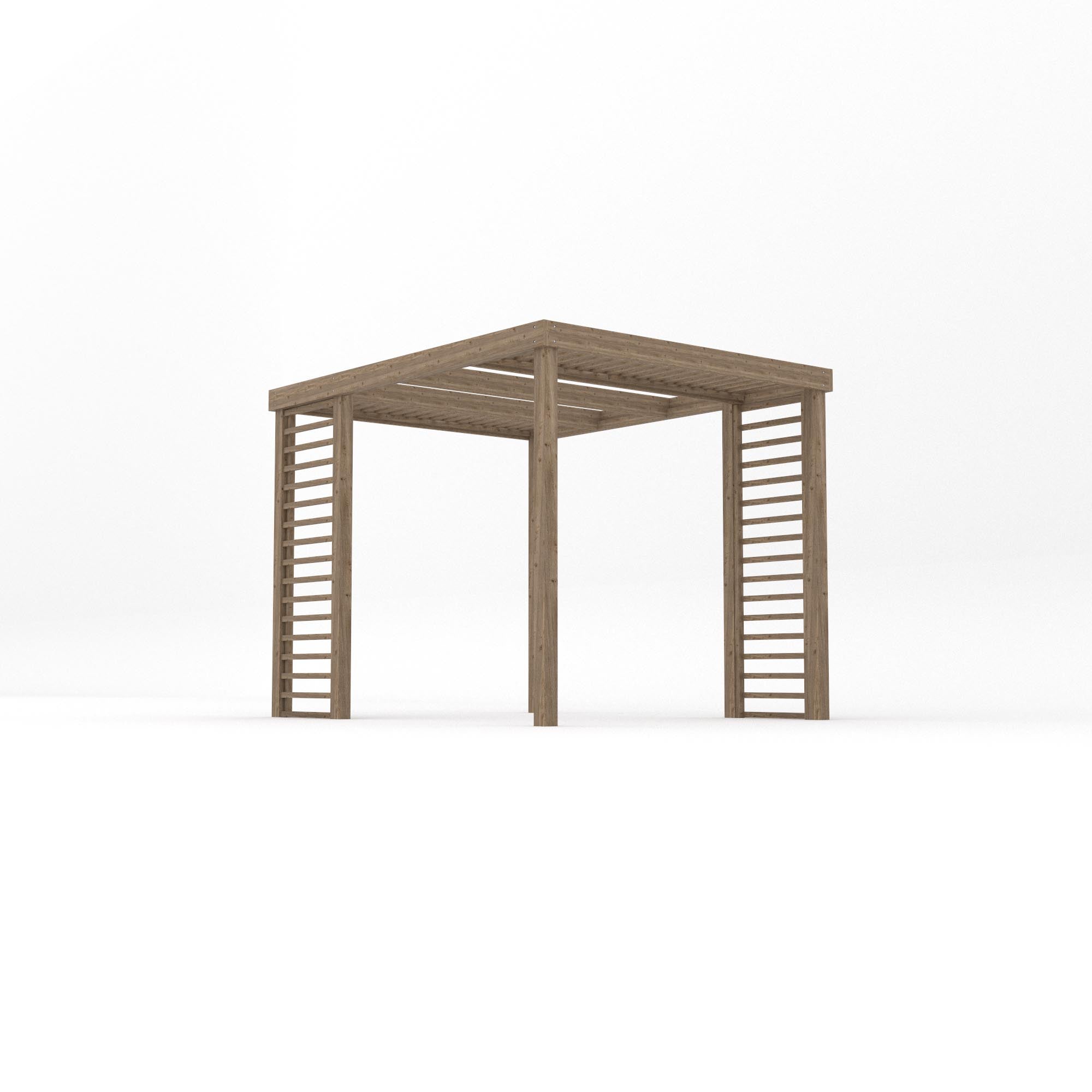 Freestanding Panel Pergola - Rustic Brown - 2.4m Width x 3m Length