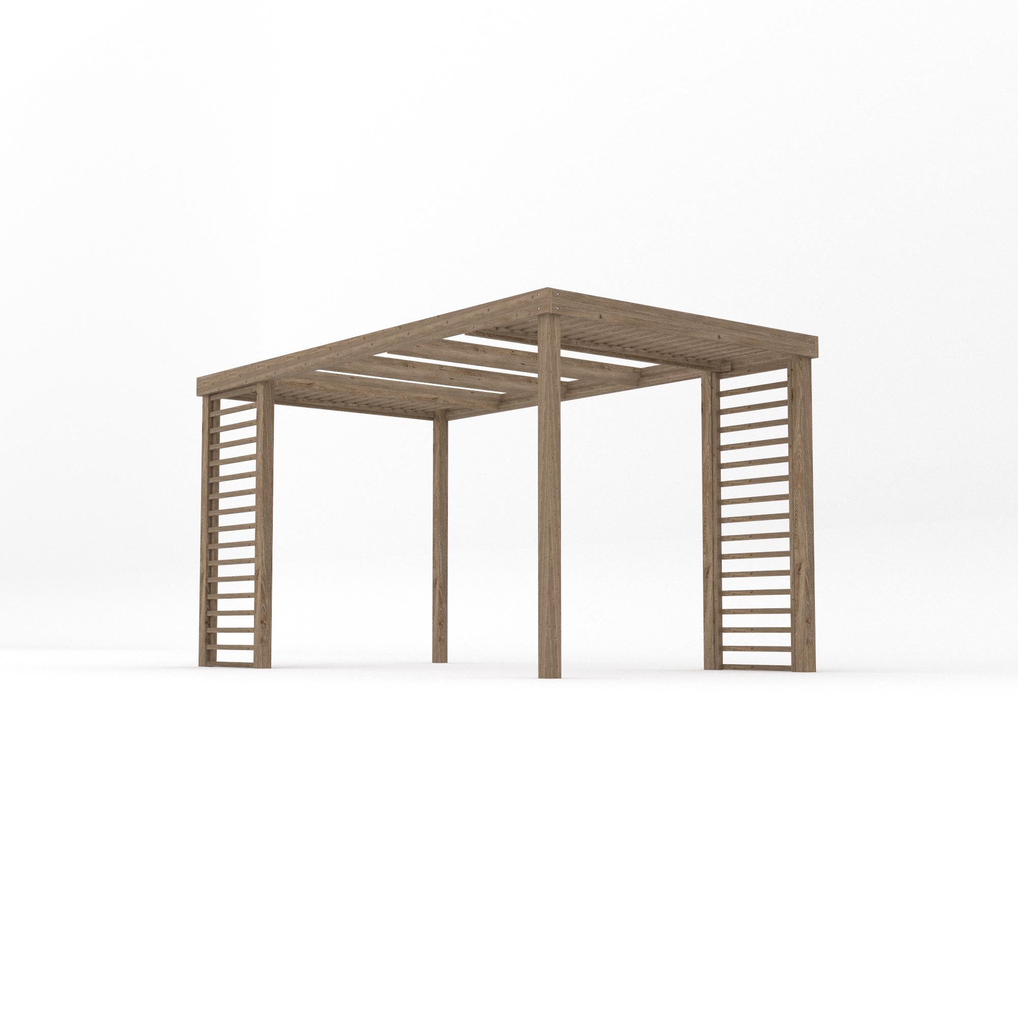 Freestanding Panel Pergola - Rustic Brown - 2.4m Width x 4.2m Length