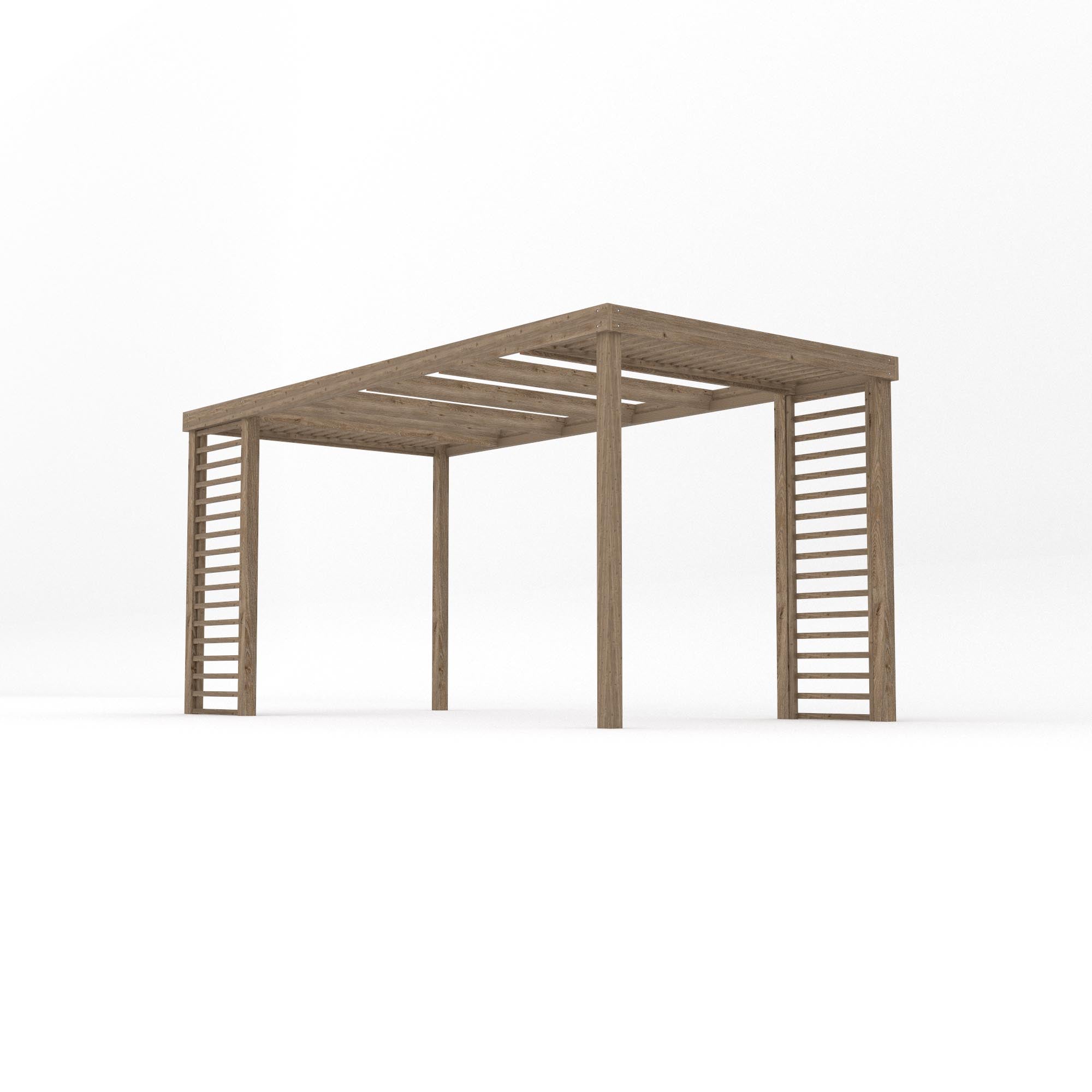 Freestanding Panel Pergola - Rustic Brown - 2.4m Width x 4.8m Length