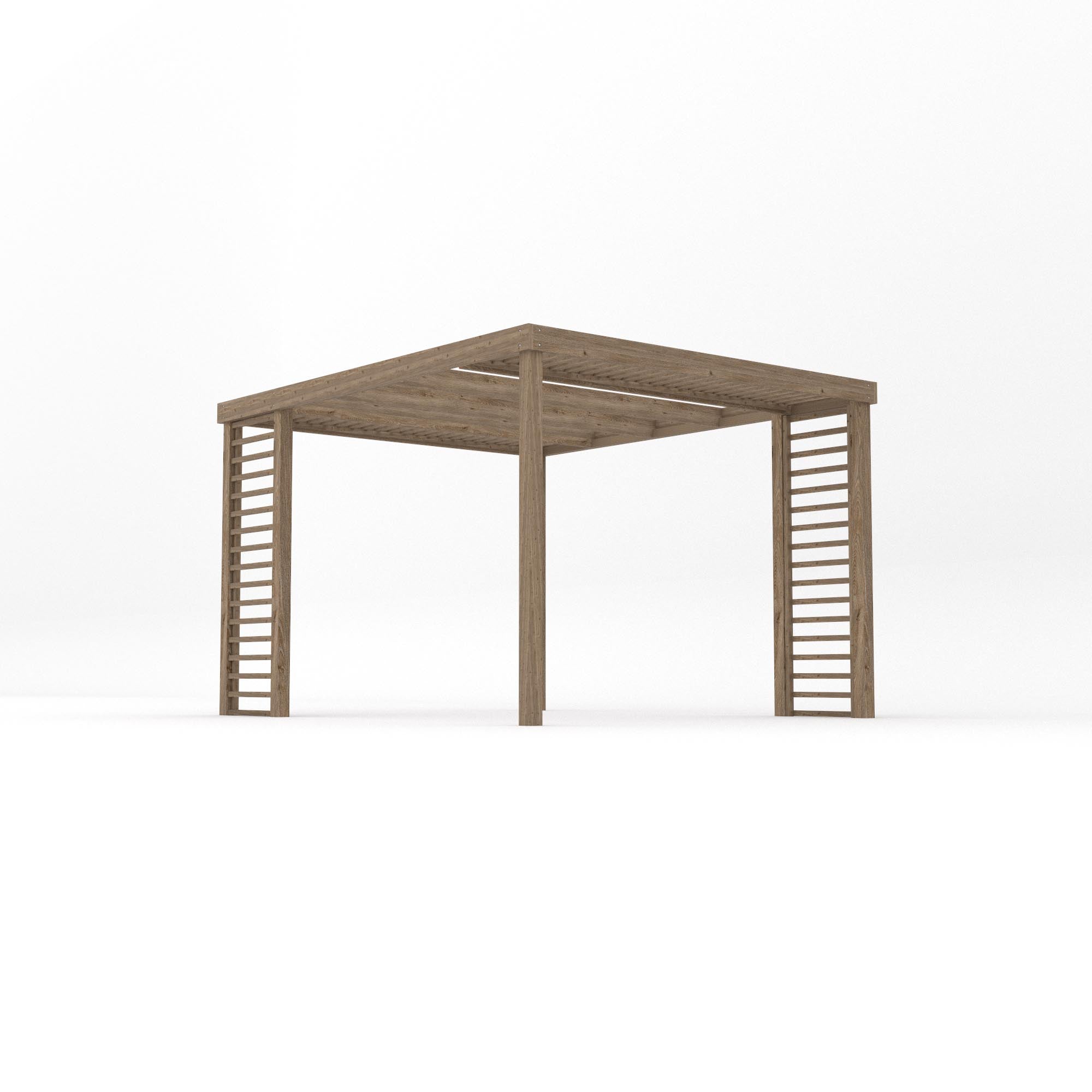 Freestanding Panel Pergola - Rustic Brown - 3m Width x 3.6m Length