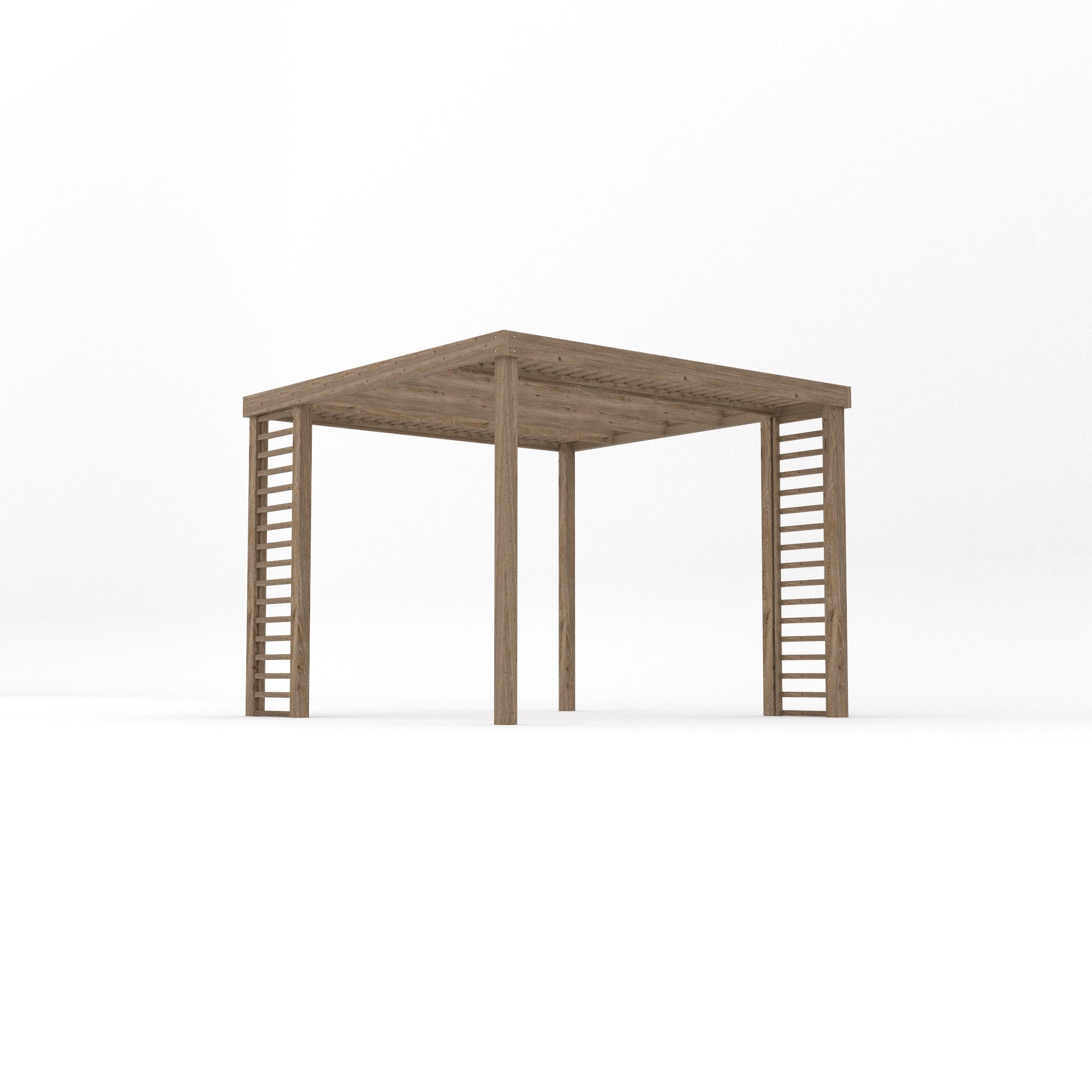 Freestanding Panel Pergola - Rustic Brown - 3m Width x 3m Length