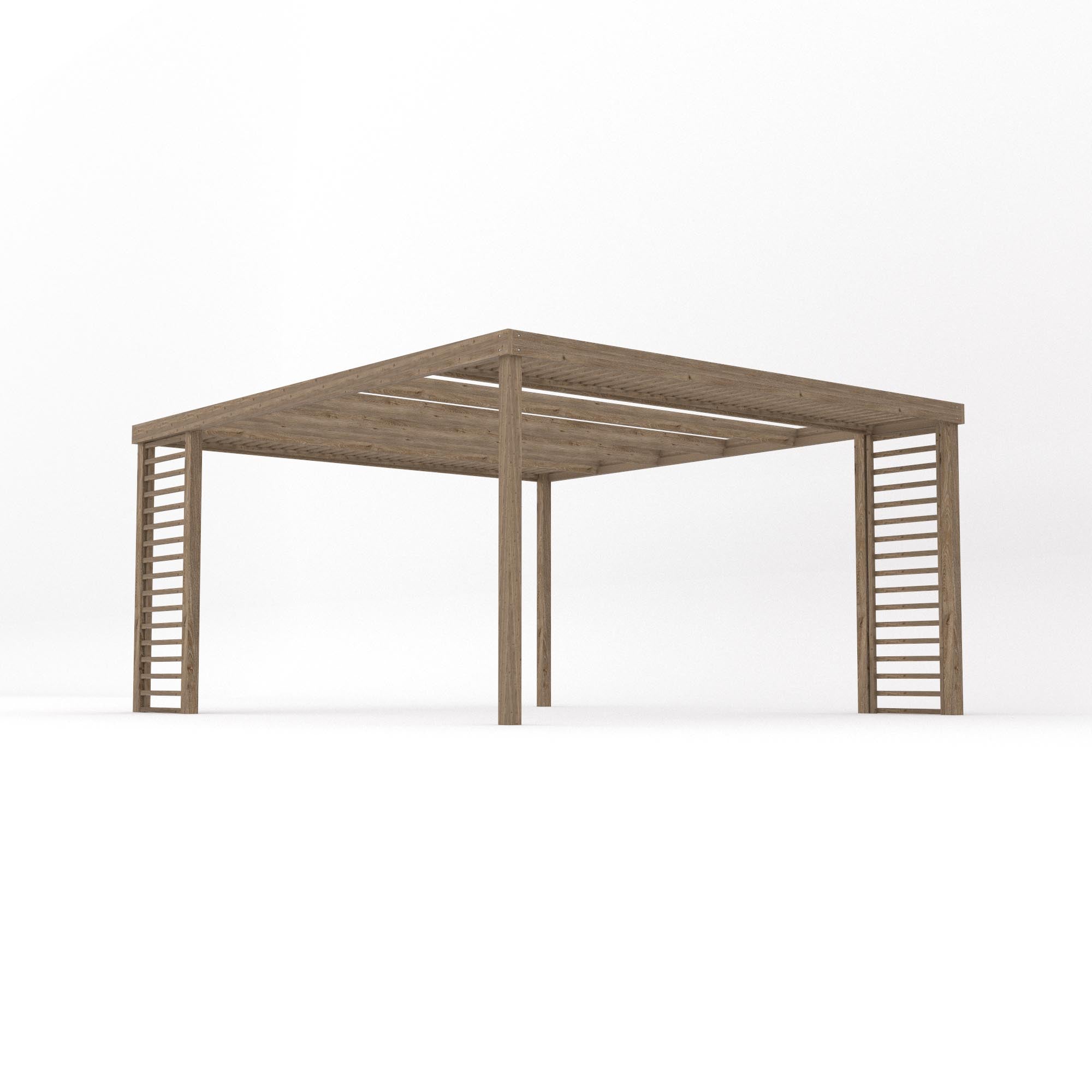 Freestanding Panel Pergola - Rustic Brown - 4.2m Width x 4.8m Length